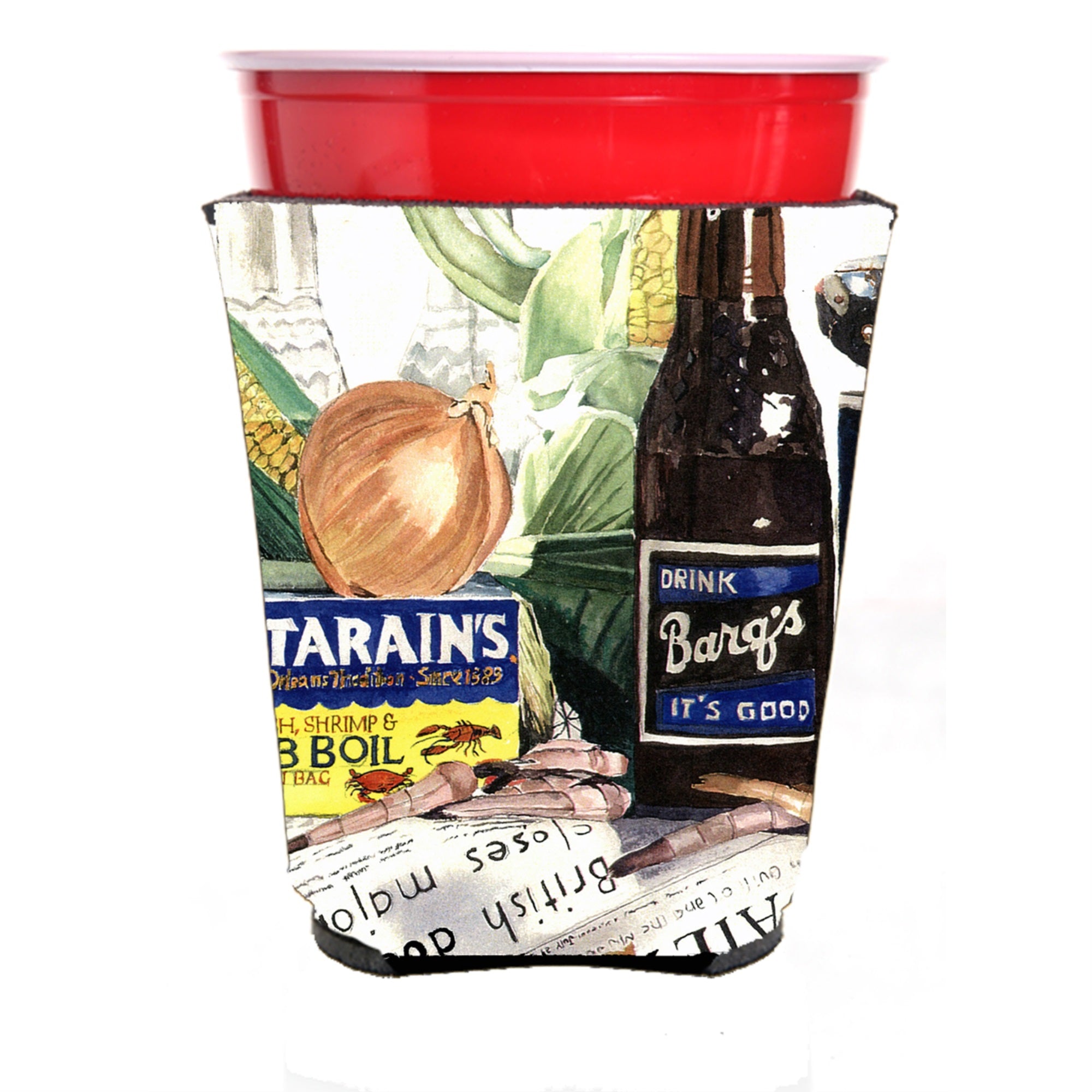 Barq'S, Crabs, And Spices Red Solo Cup Hugger