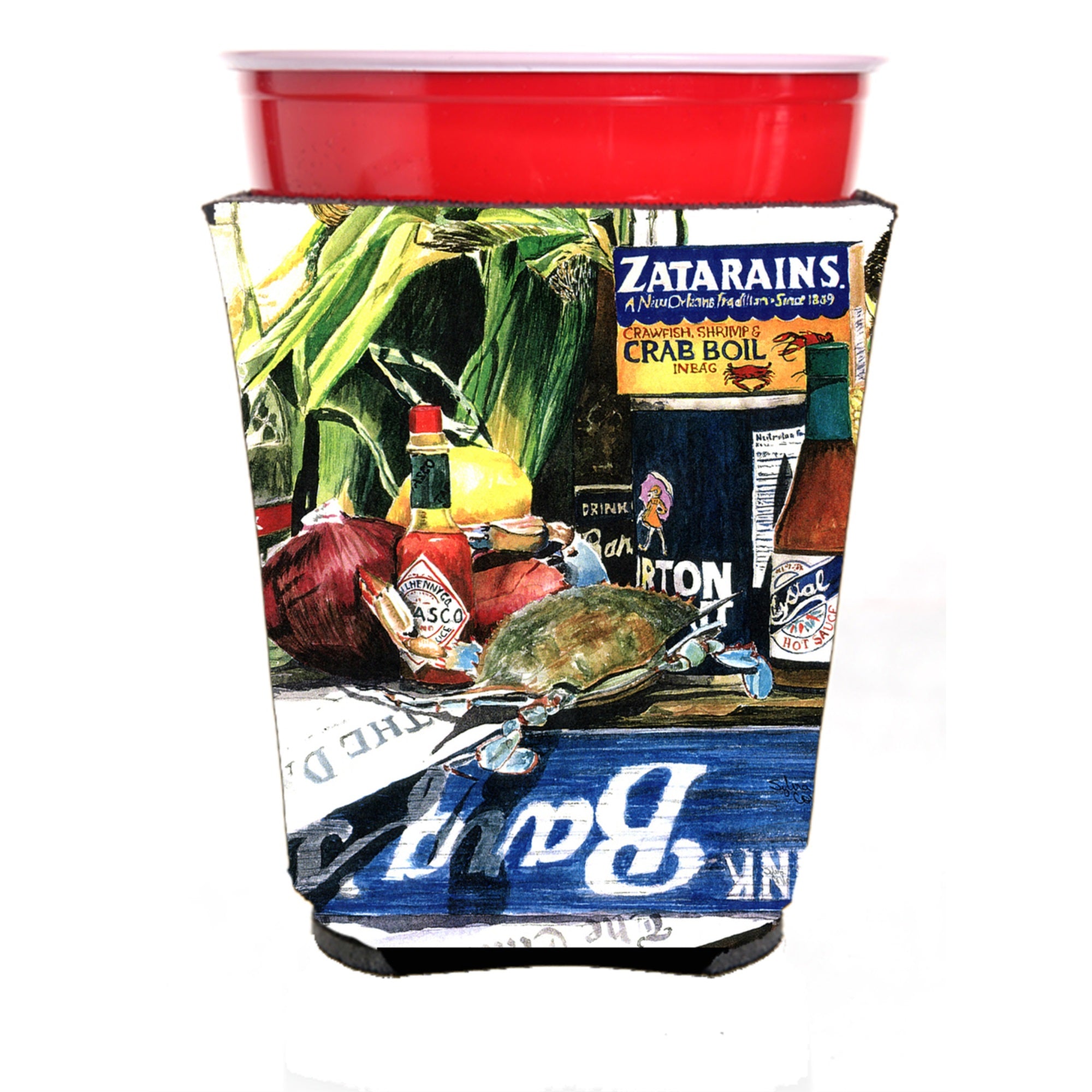 Crab In The Middle Red Solo Cup Hugger
