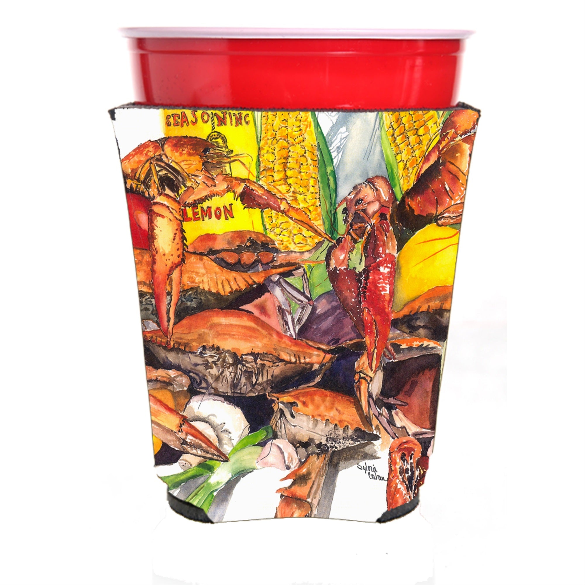 Veron'S And Crabs Red Solo Cup Hugger