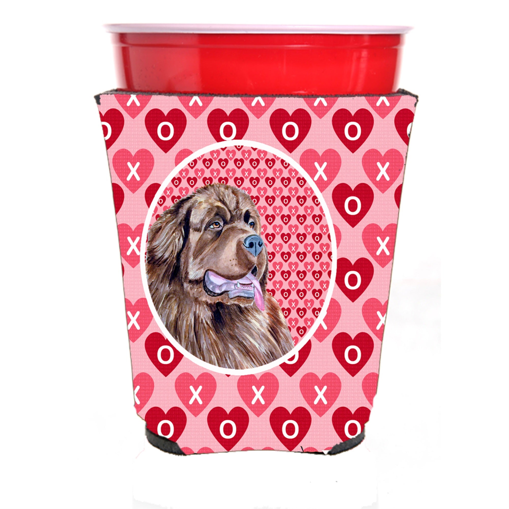 Newfoundland Hearts Love And Valentine'S Day Portrait Red Solo Cup Hugger