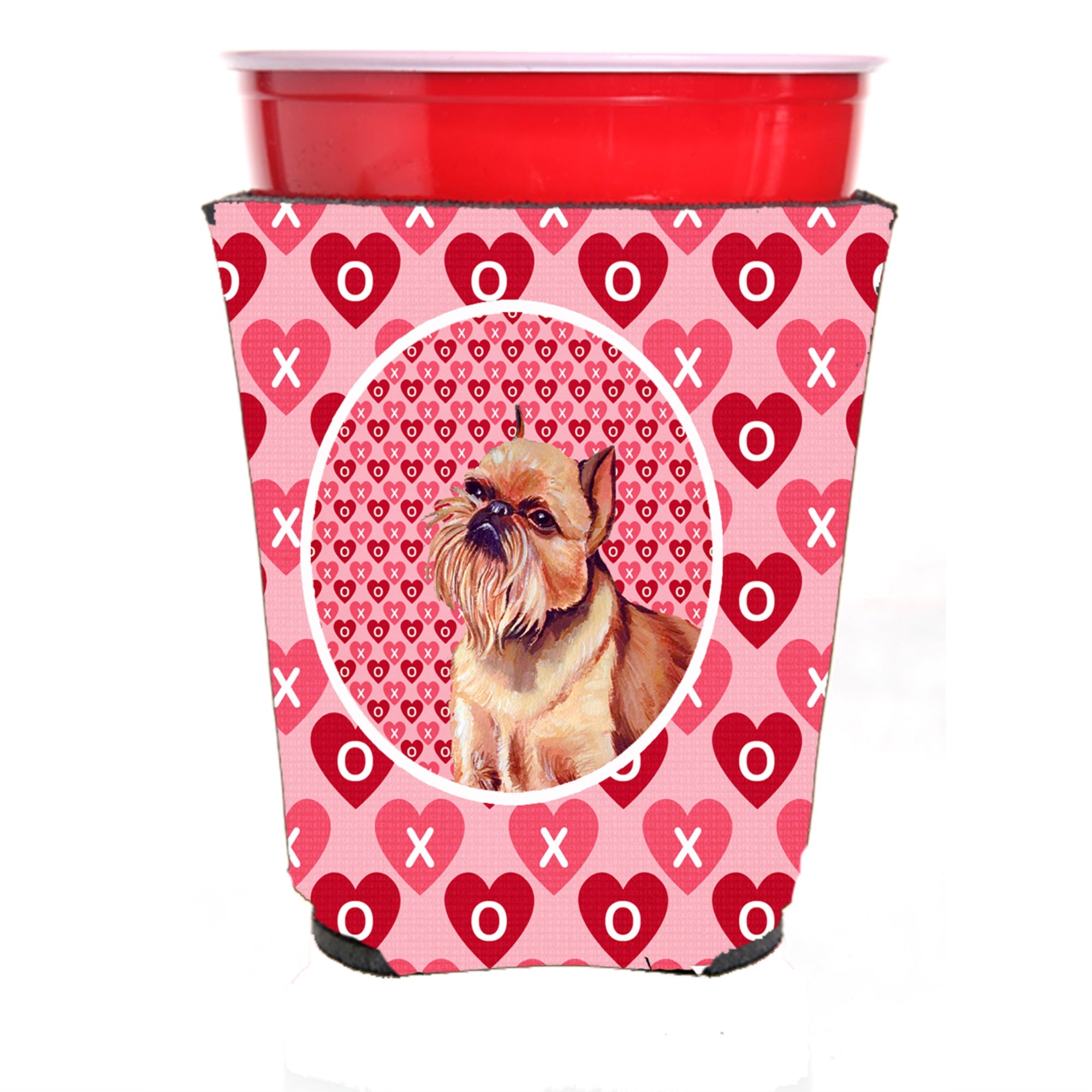 Brussels Griffon Hearts Love And Valentine'S Day Portrait Red Solo Cup Hugger