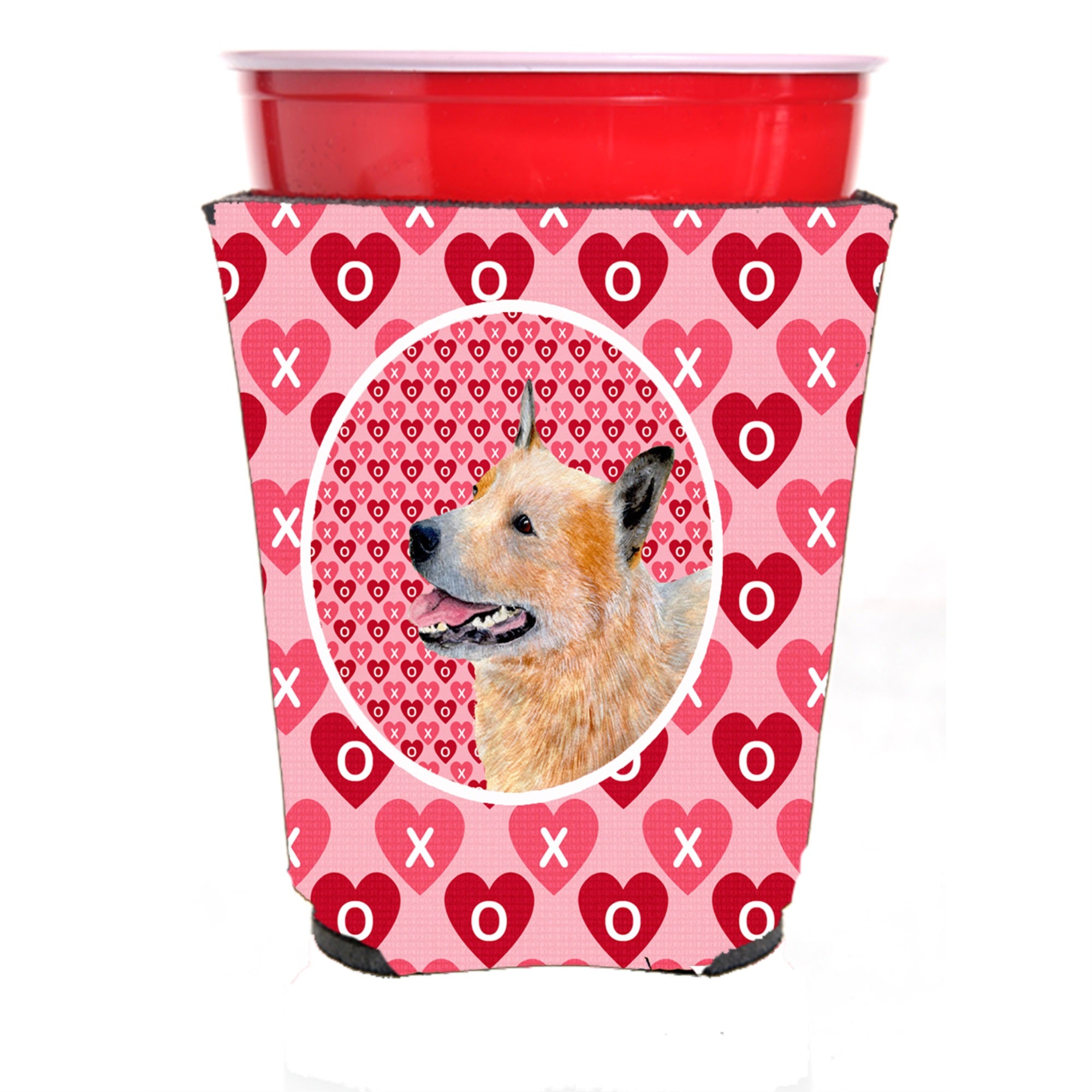 Australian Cattle Dog Hearts Love Valentine'S Day Red Solo Cup Hugger