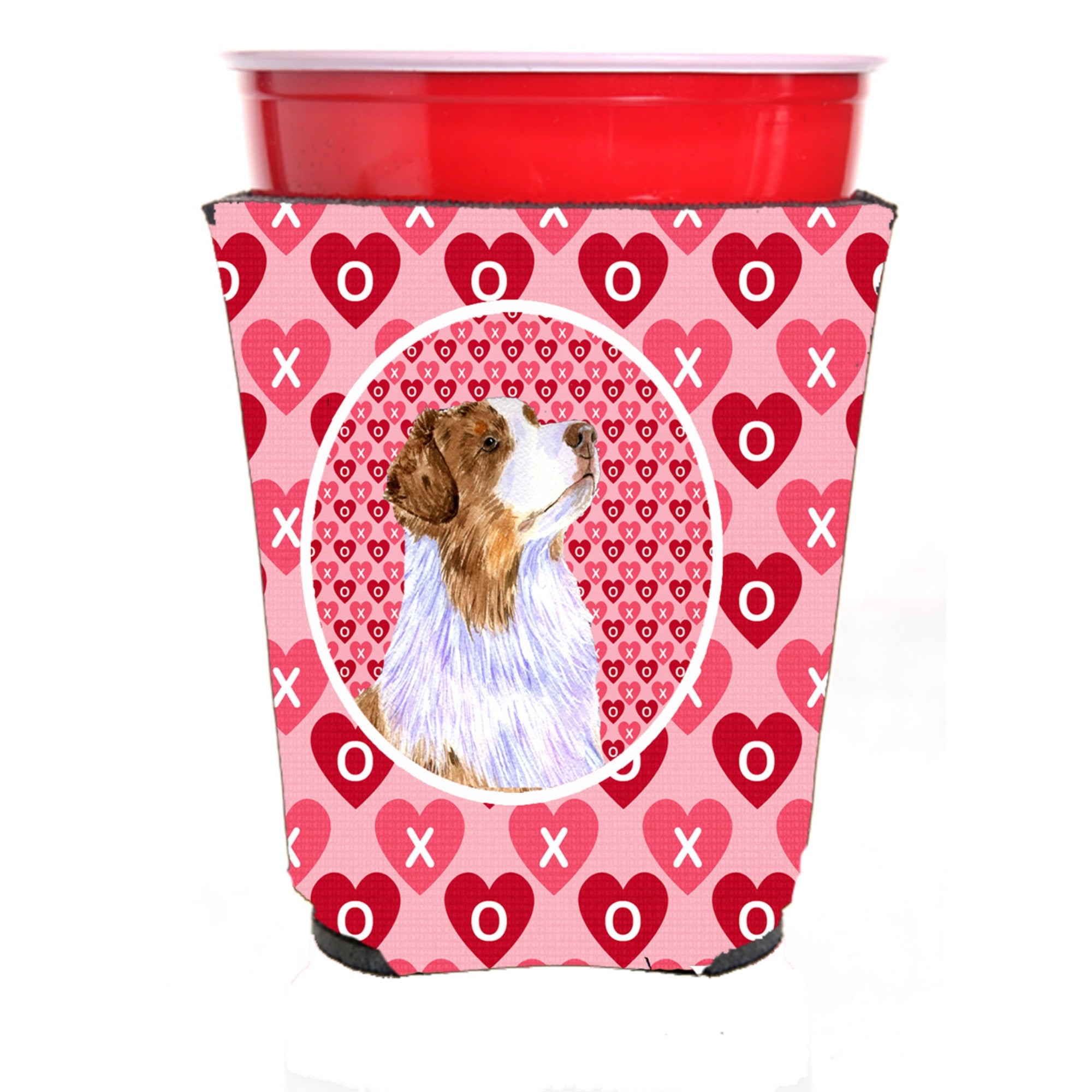 Australian Shepherd Hearts Love Valentine'S Day Red Solo Cup Hugger