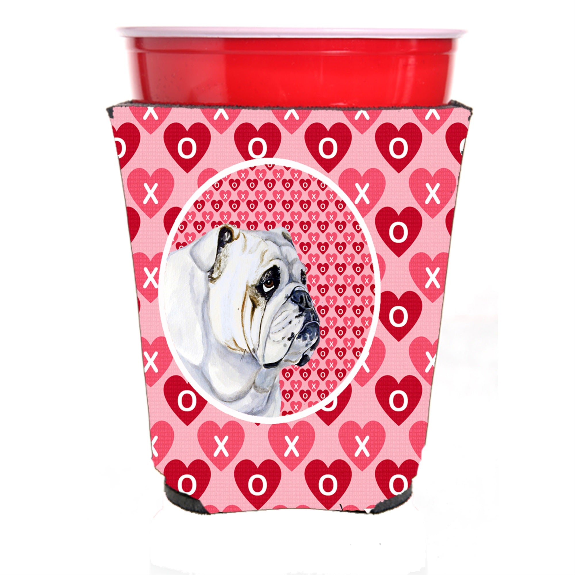Bulldog English Hearts Love Valentine'S Day Red Solo Cup Hugger