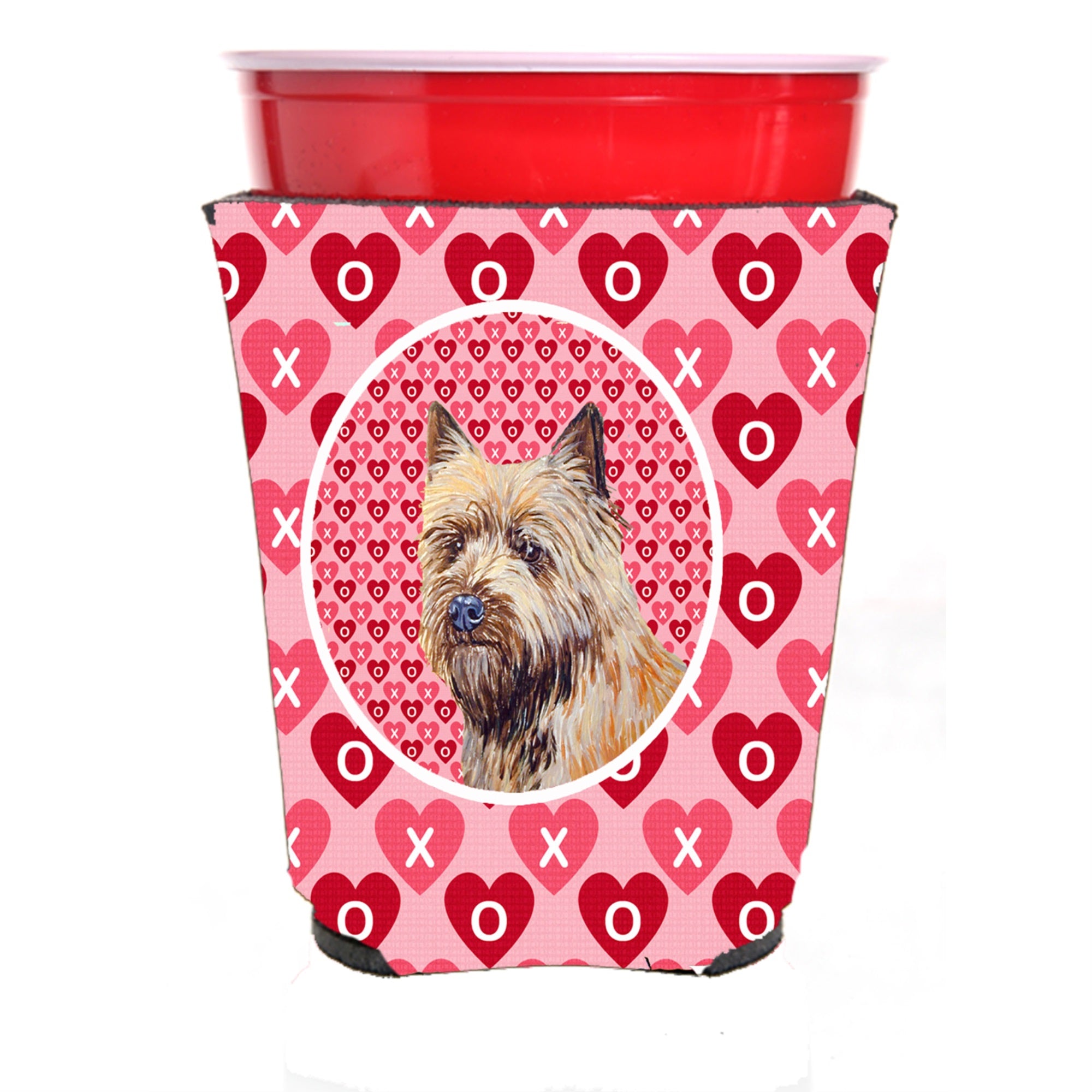 Cairn Terrier Hearts Love And Valentine'S Day Portrait Red Solo Cup Hugger