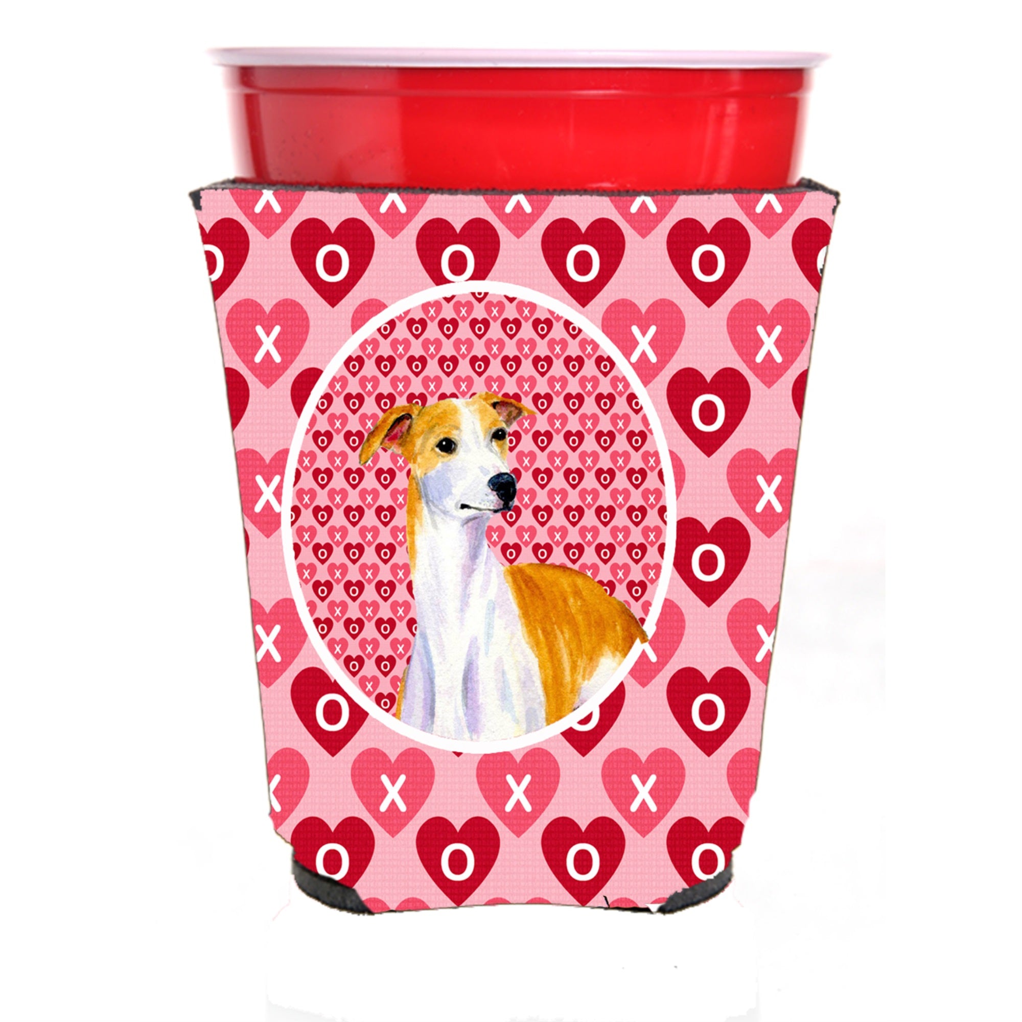 Whippet Hearts Love And Valentine'S Day Portrait Red Solo Cup Hugger