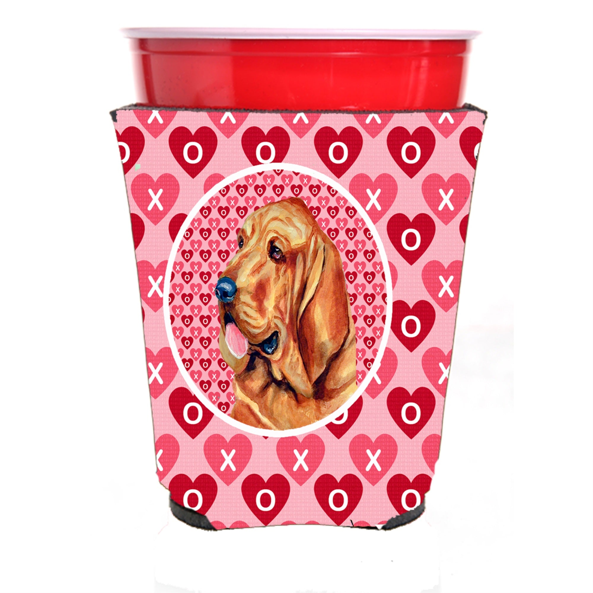 Bloodhound Hearts Love And Valentine'S Day Portrait Red Solo Cup Hugger