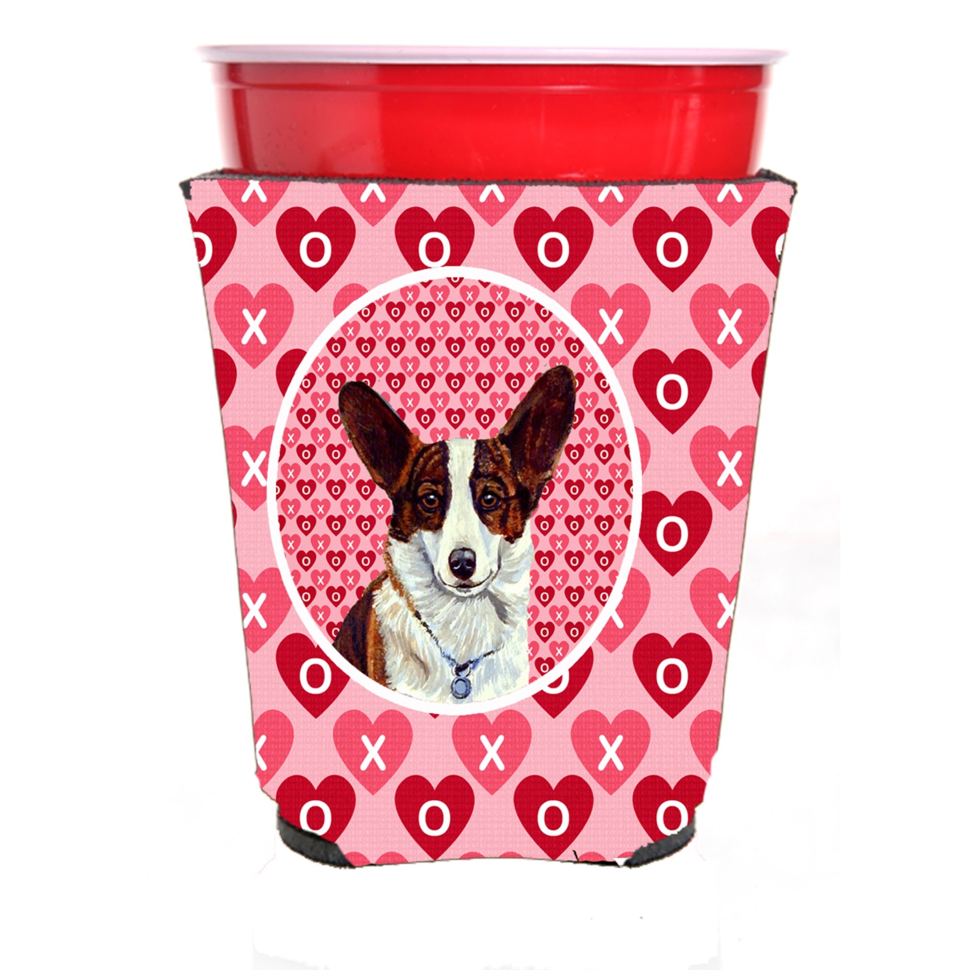 Corgi Hearts Love And Valentine'S Day Portrait Red Solo Cup Hugger