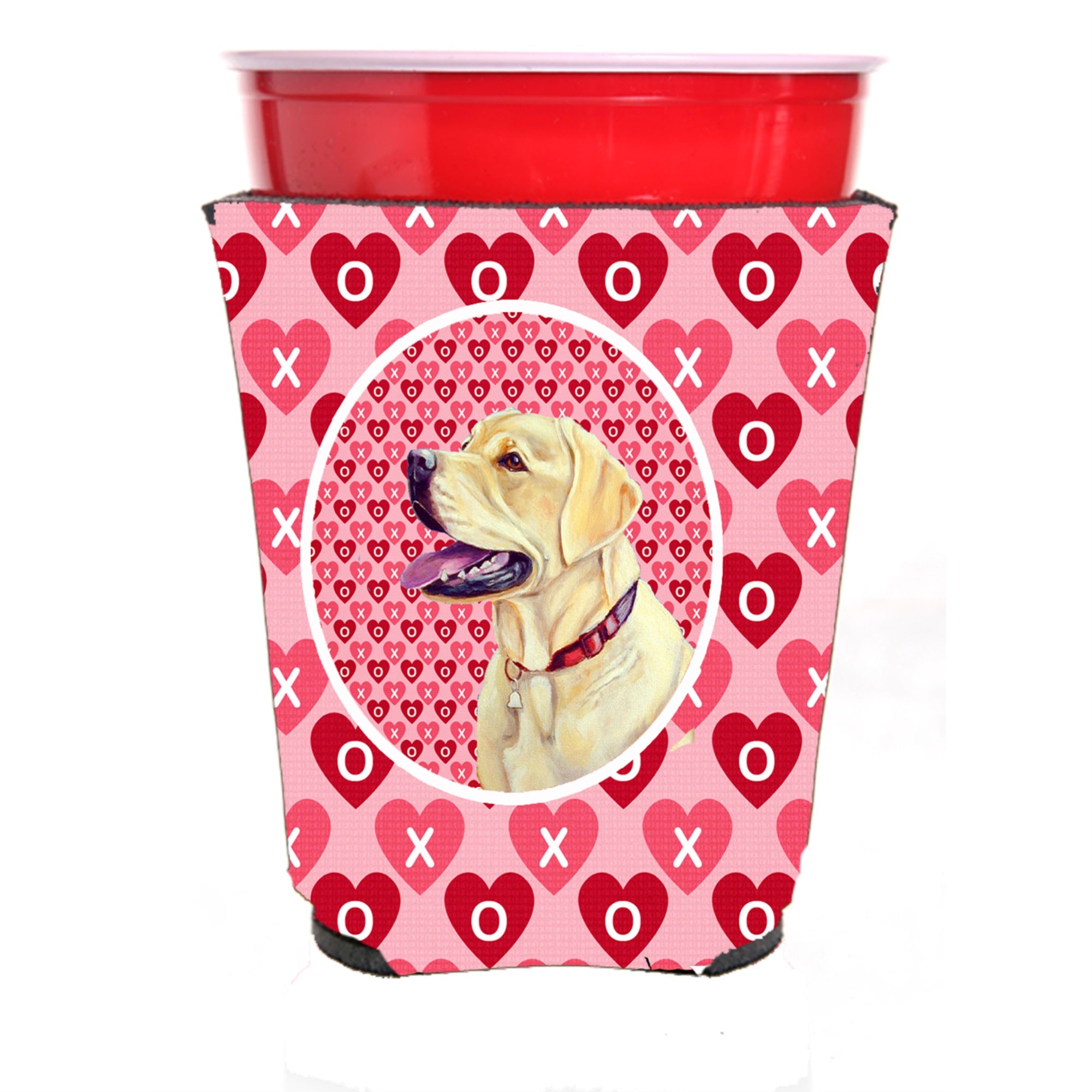 Labrador Hearts Love And Valentine'S Day Portrait Red Solo Cup Hugger