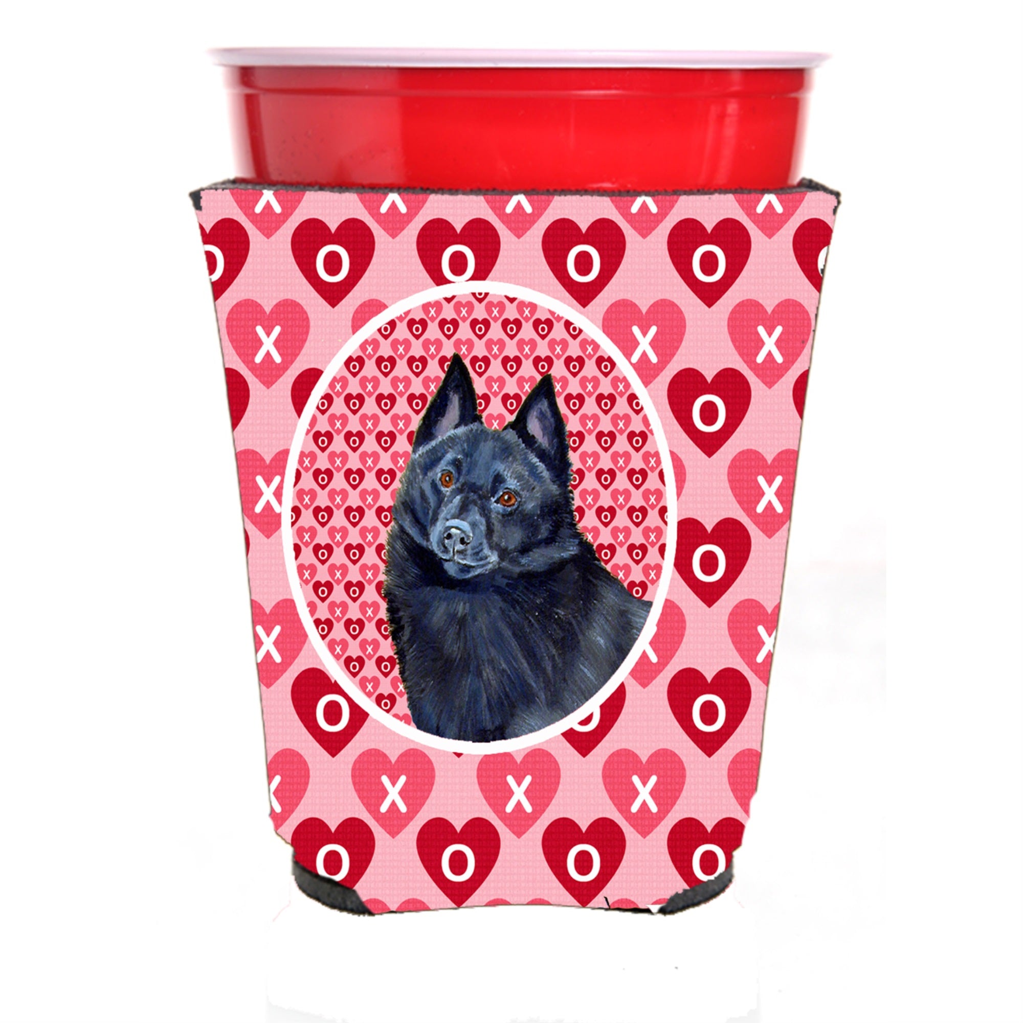 Schipperke Hearts Love And Valentine'S Day Portrait Red Solo Cup Hugger