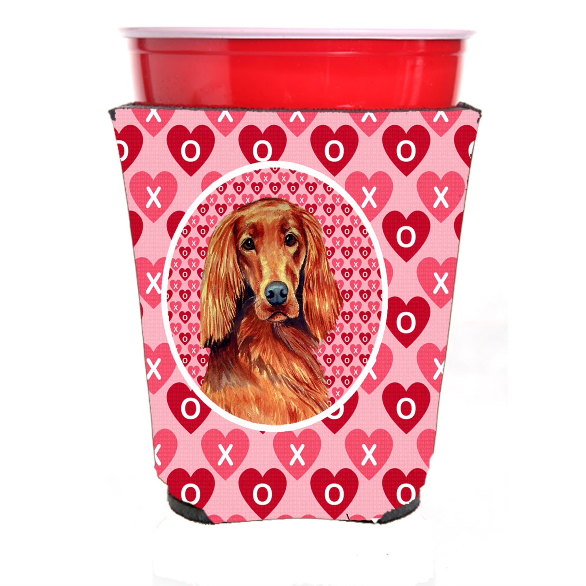 Irish Setter Hearts Love And Valentine'S Day Portrait Red Solo Cup Hugger