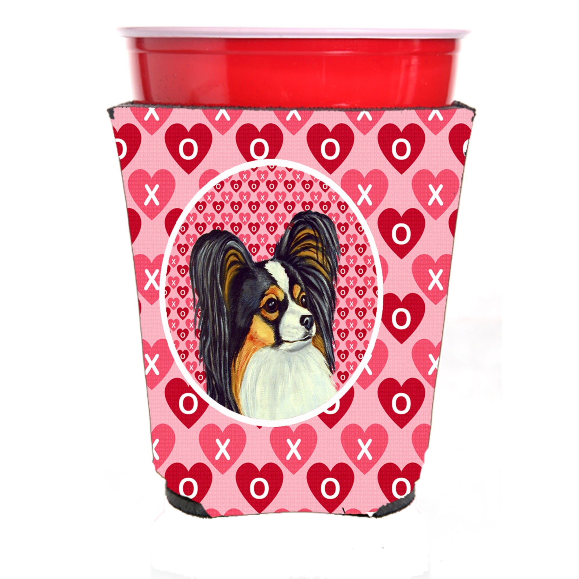 Papillon Hearts Love And Valentine'S Day Portrait Red Solo Cup Hugger
