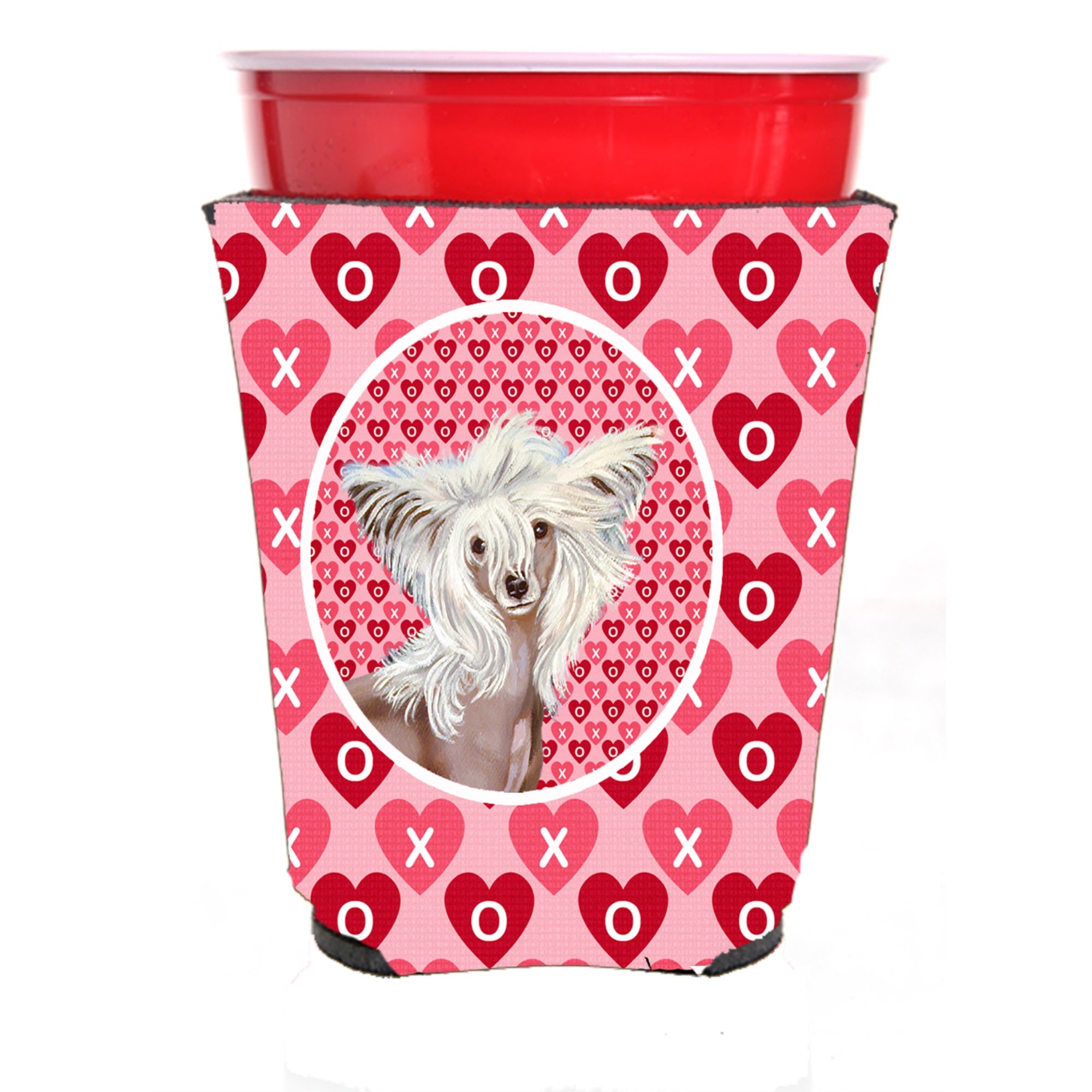 Chinese Crested Hearts Love And Valentine'S Day Portrait Red Solo Cup Hugger