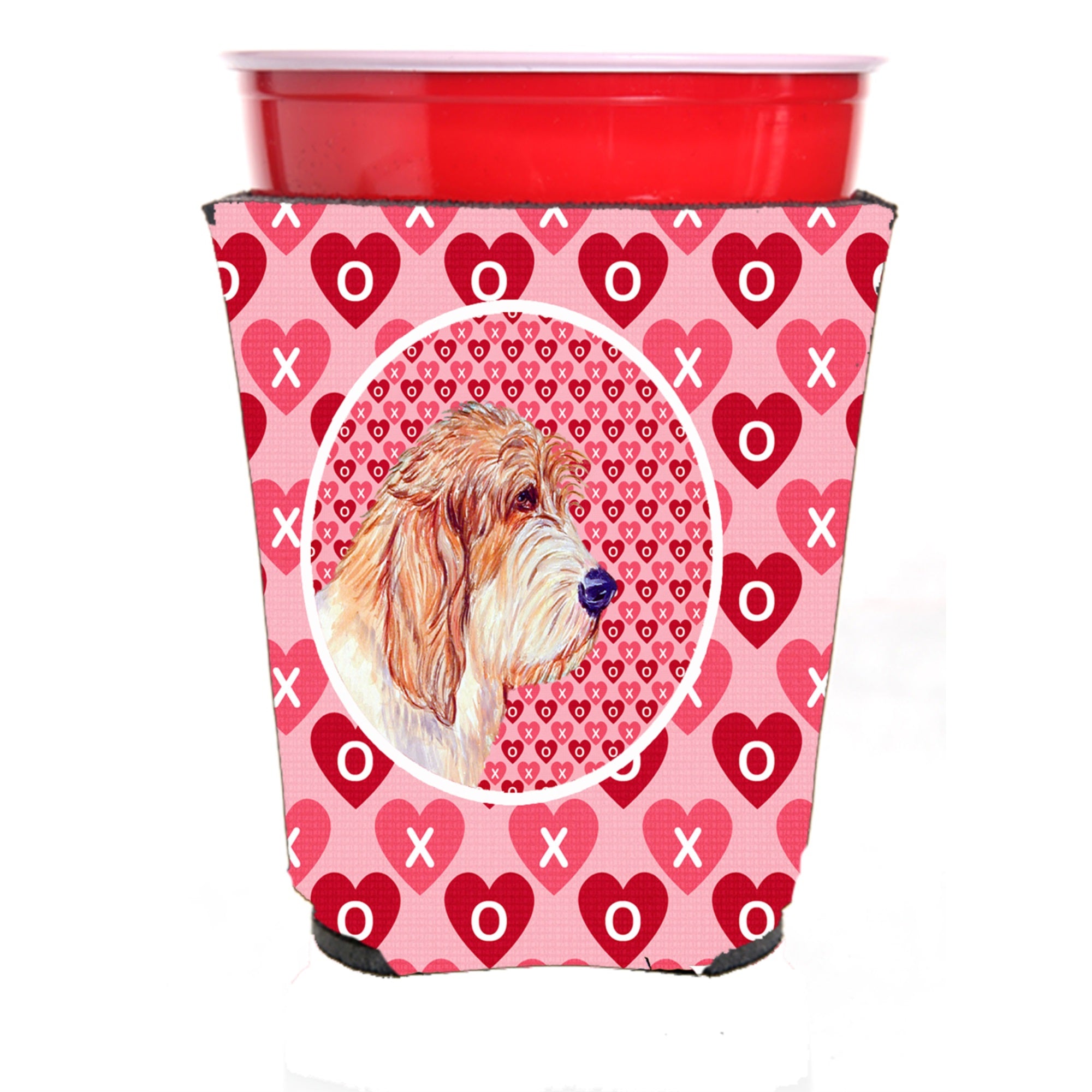 Petit Basset Griffon Vendeen Hearts Love Valentine'S Day Red Solo Cup Hugger