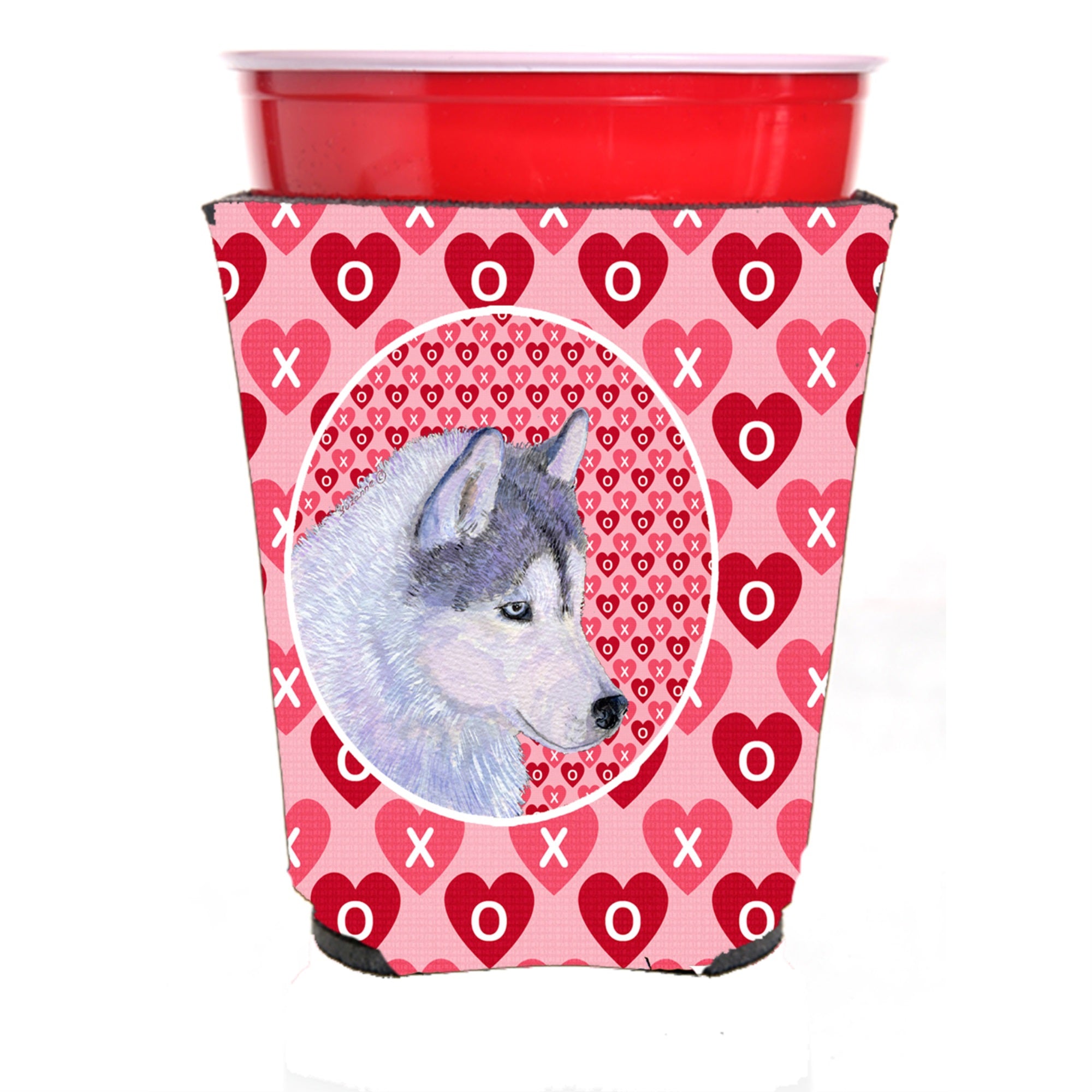 Siberian Husky Hearts Love Valentine'S Day Red Solo Cup Hugger