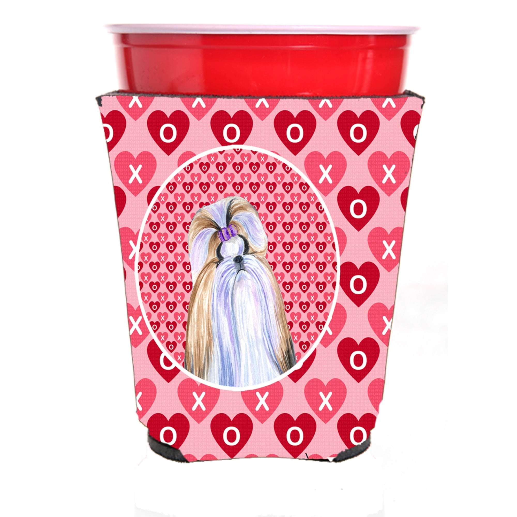 Shih Tzu Hearts Love And Valentine'S Day Portrait Red Solo Cup Hugger
