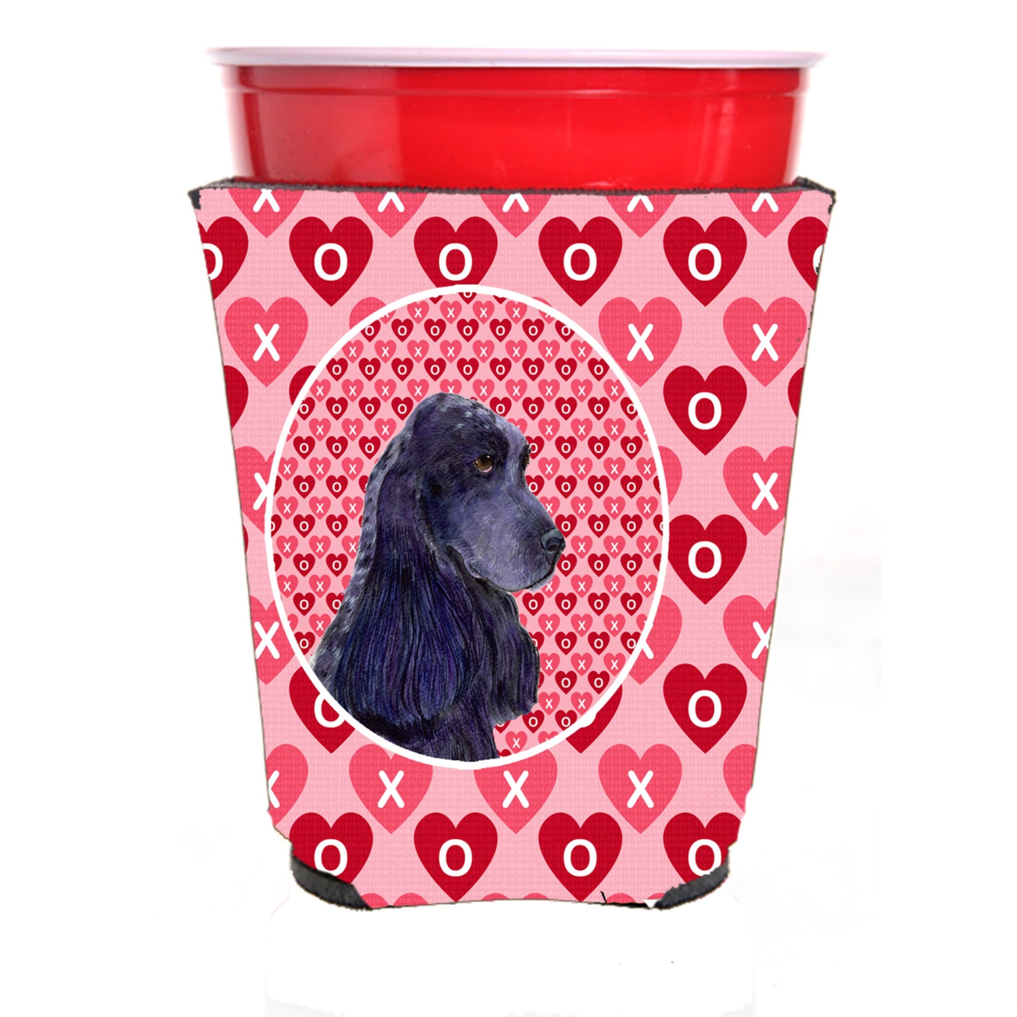 Black Cocker Spaniel Hearts Love Valentine'S Day Red Solo Cup Hugger