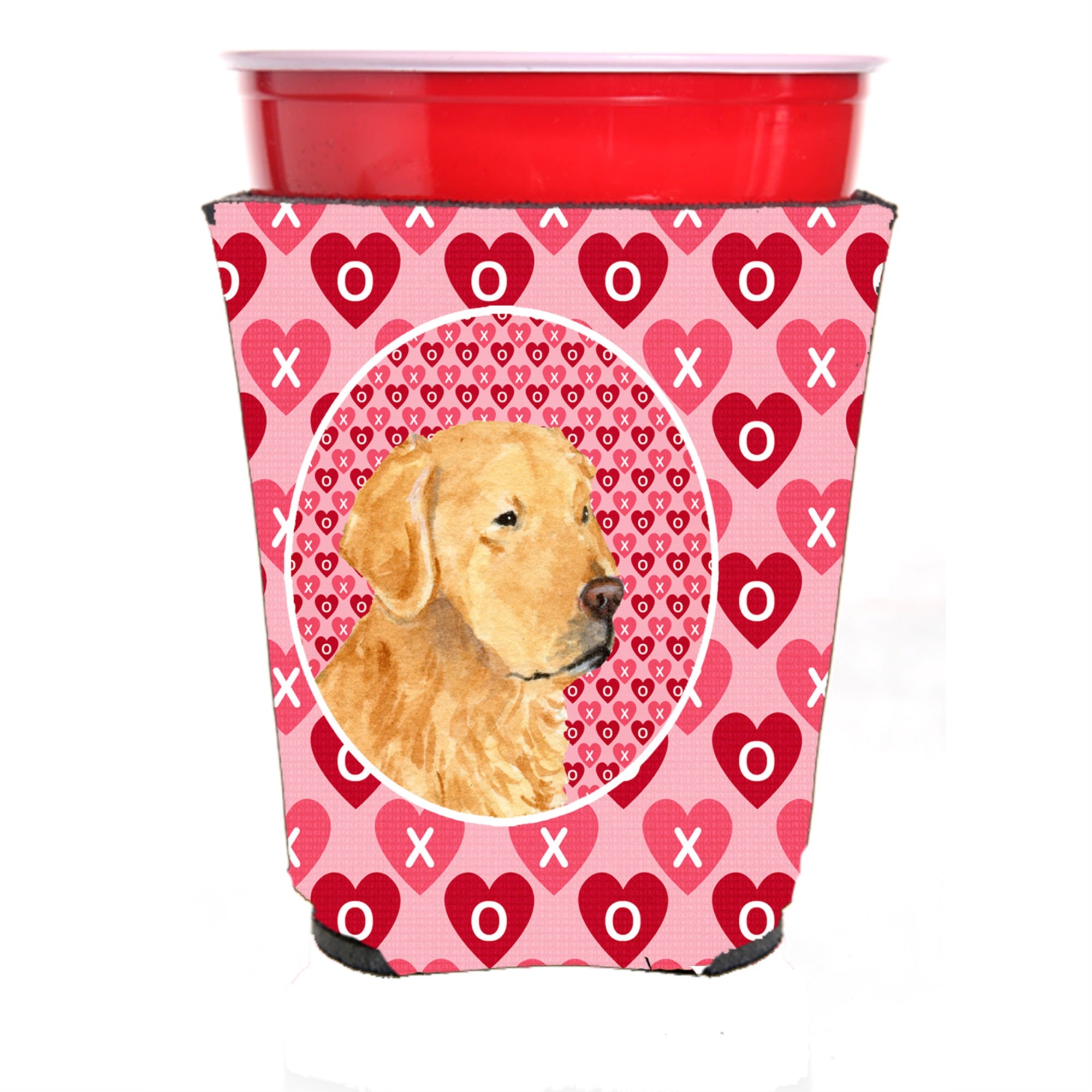 Golden Retriever Hearts Love Valentine'S Day Red Solo Cup Hugger