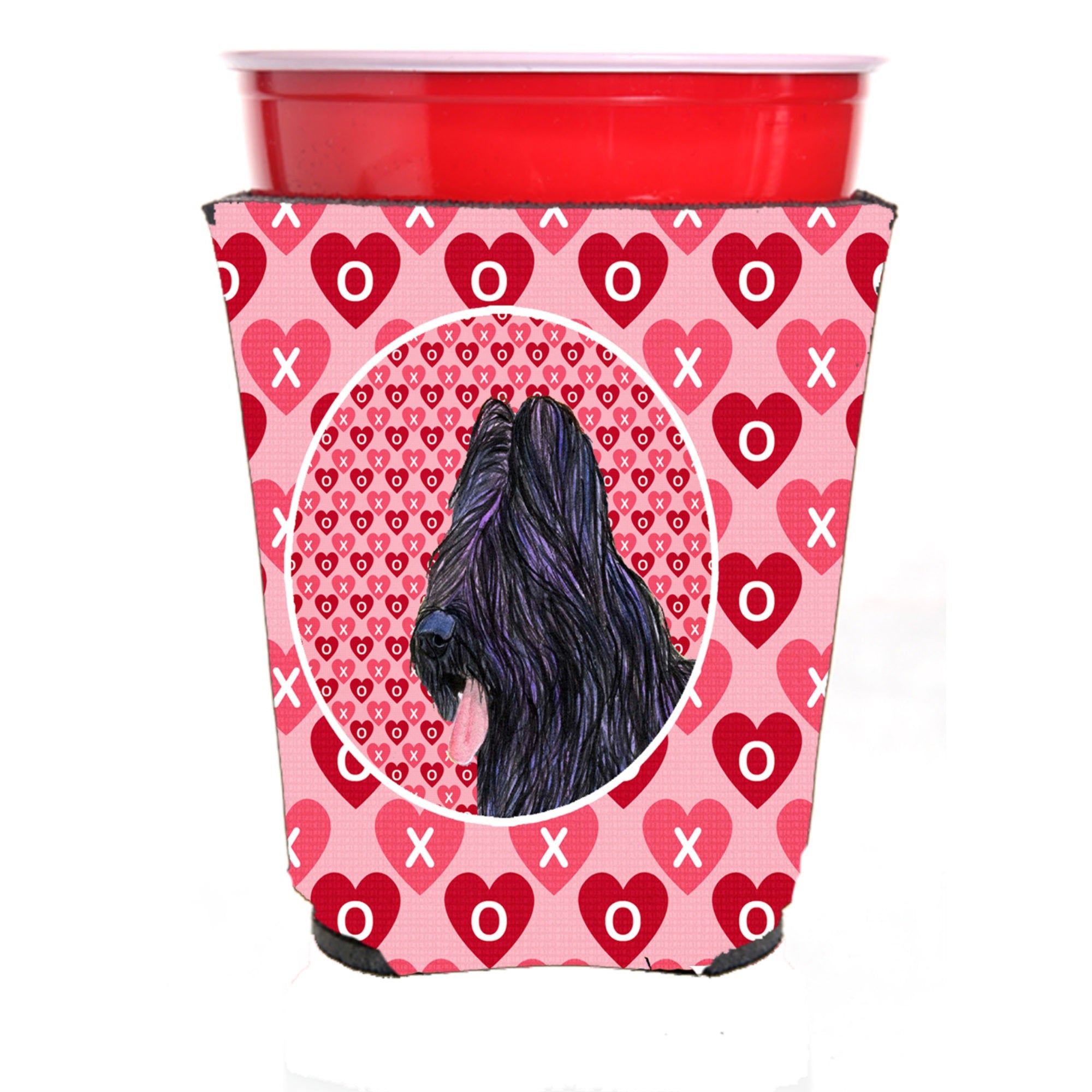 Briard Hearts And Love Red Solo Cup Hugger