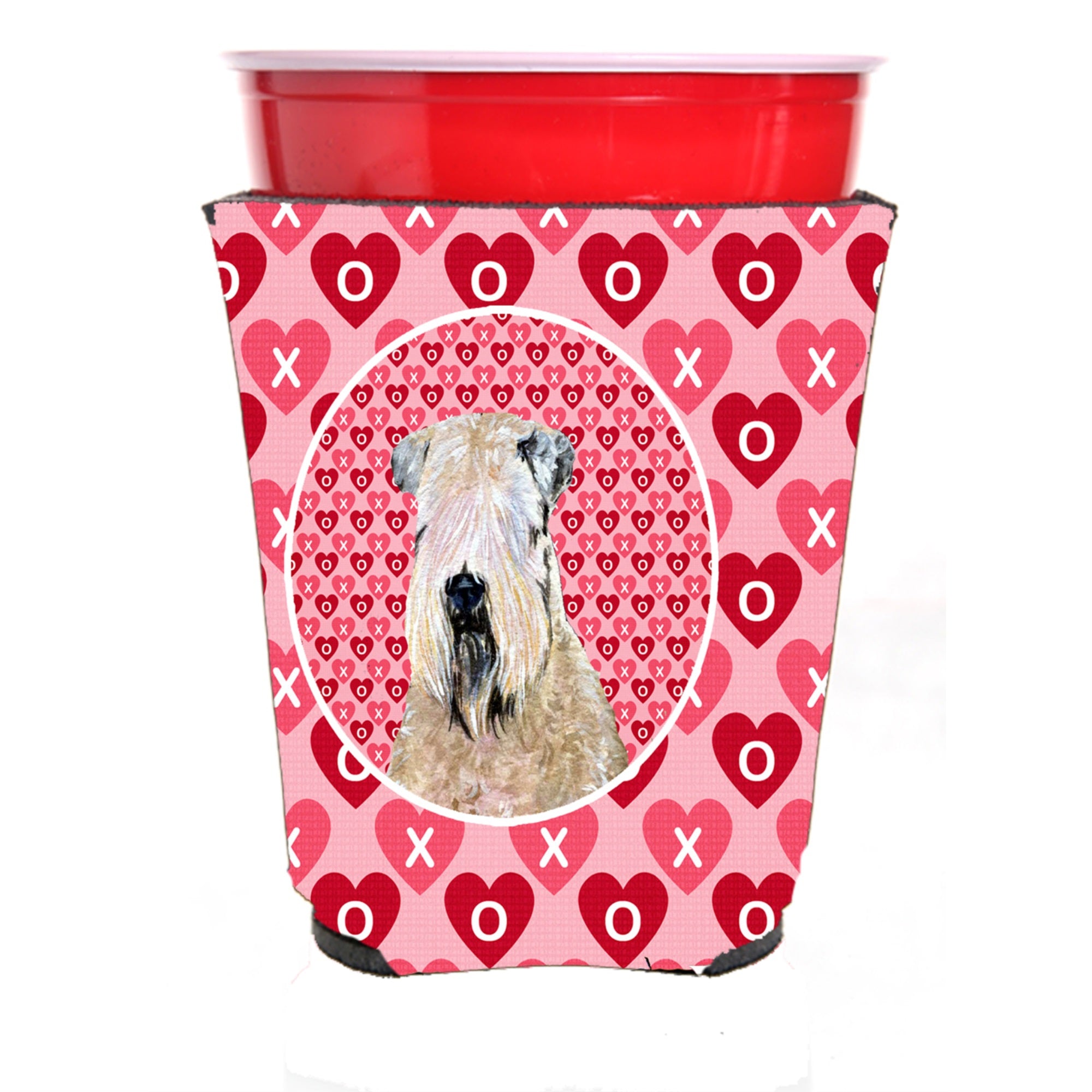 Wheaten Terrier Soft Coated Hearts Love Valentine'S Red Solo Cup Hugger