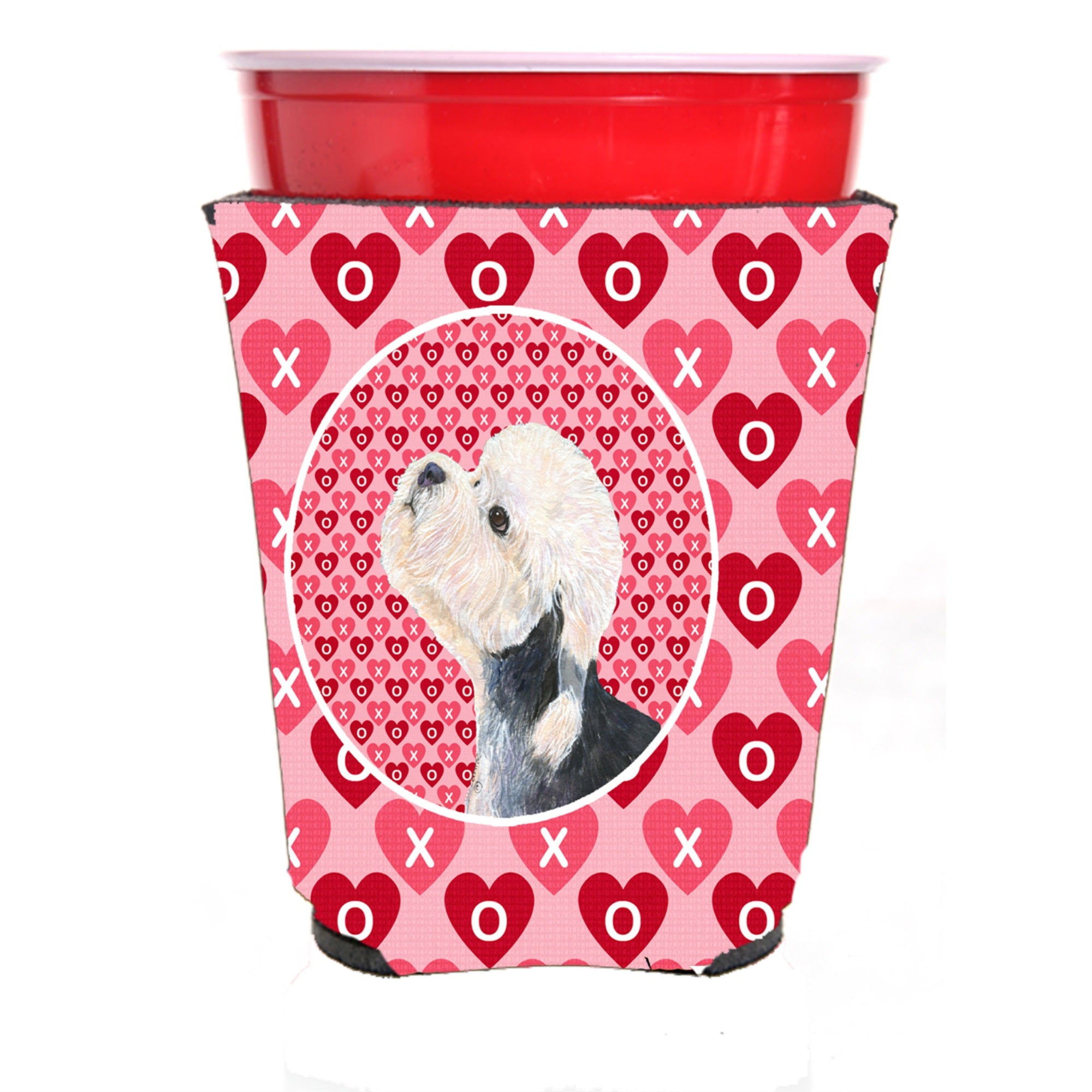 Dandie Dinmont Terrier Hearts Love Valentine'S Day Red Solo Cup Hugger