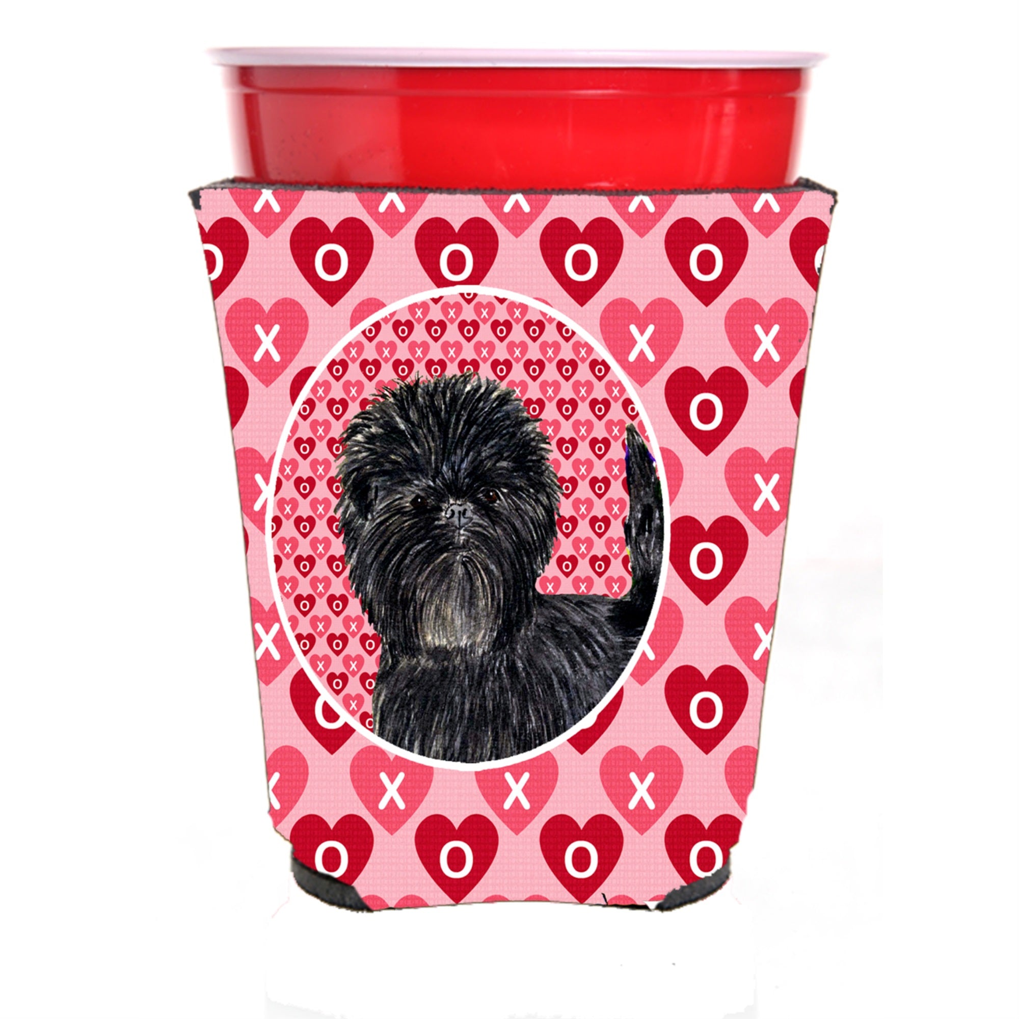 Affenpinscher Hearts Love And Valentine'S Day Portrait Red Solo Cup Hugger