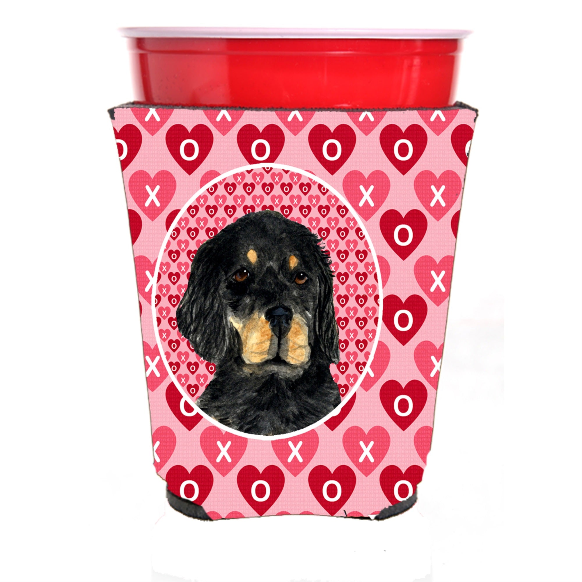 Gordon Setter Hearts Love And Valentine'S Day Portrait Red Solo Cup Hugger