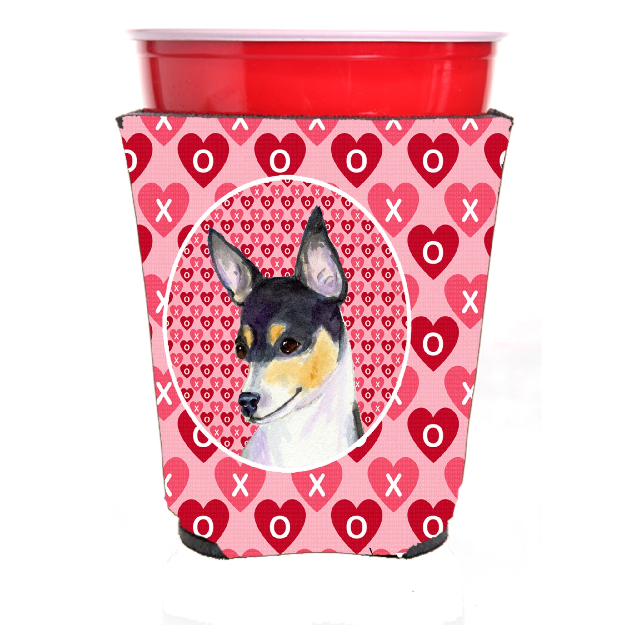 Chihuahua Hearts Love And Valentine'S Day Portrait Red Solo Cup Hugger