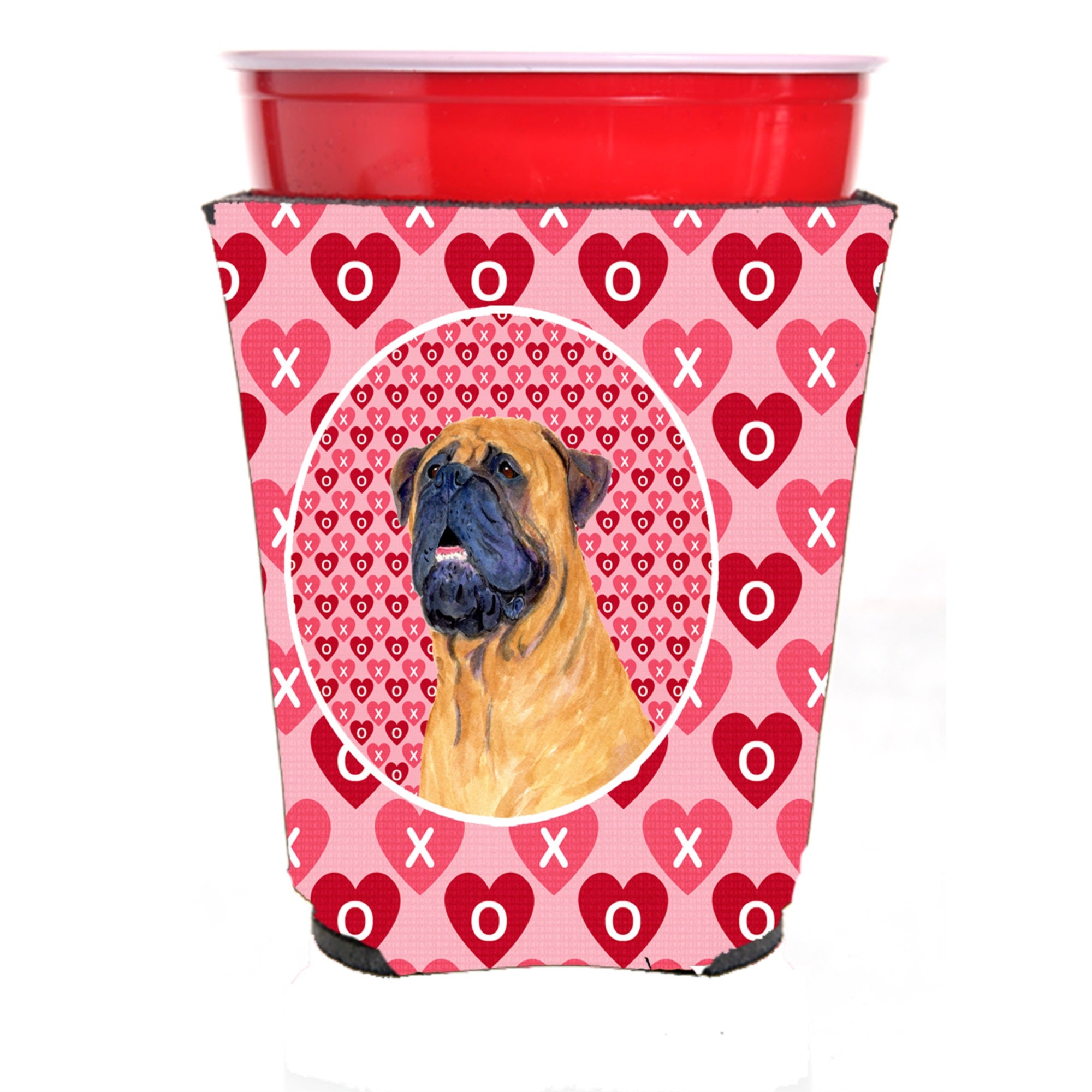 Mastiff Hearts Love And Valentine'S Day Portrait Red Solo Cup Hugger