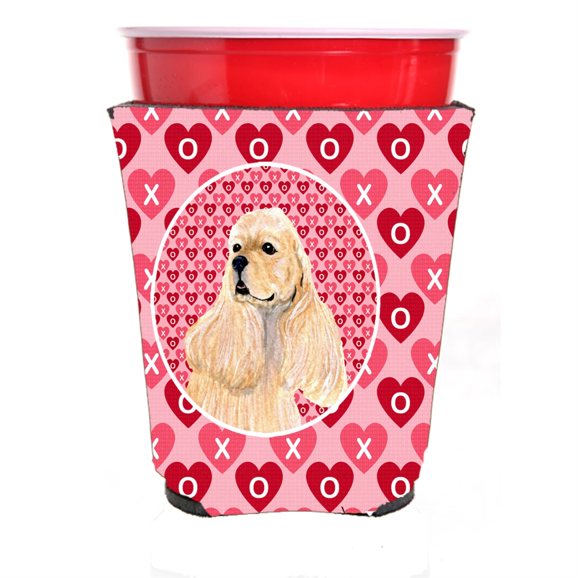 Buff Cocker Spaniel Hearts Love Valentine'S Day Red Solo Cup Hugger