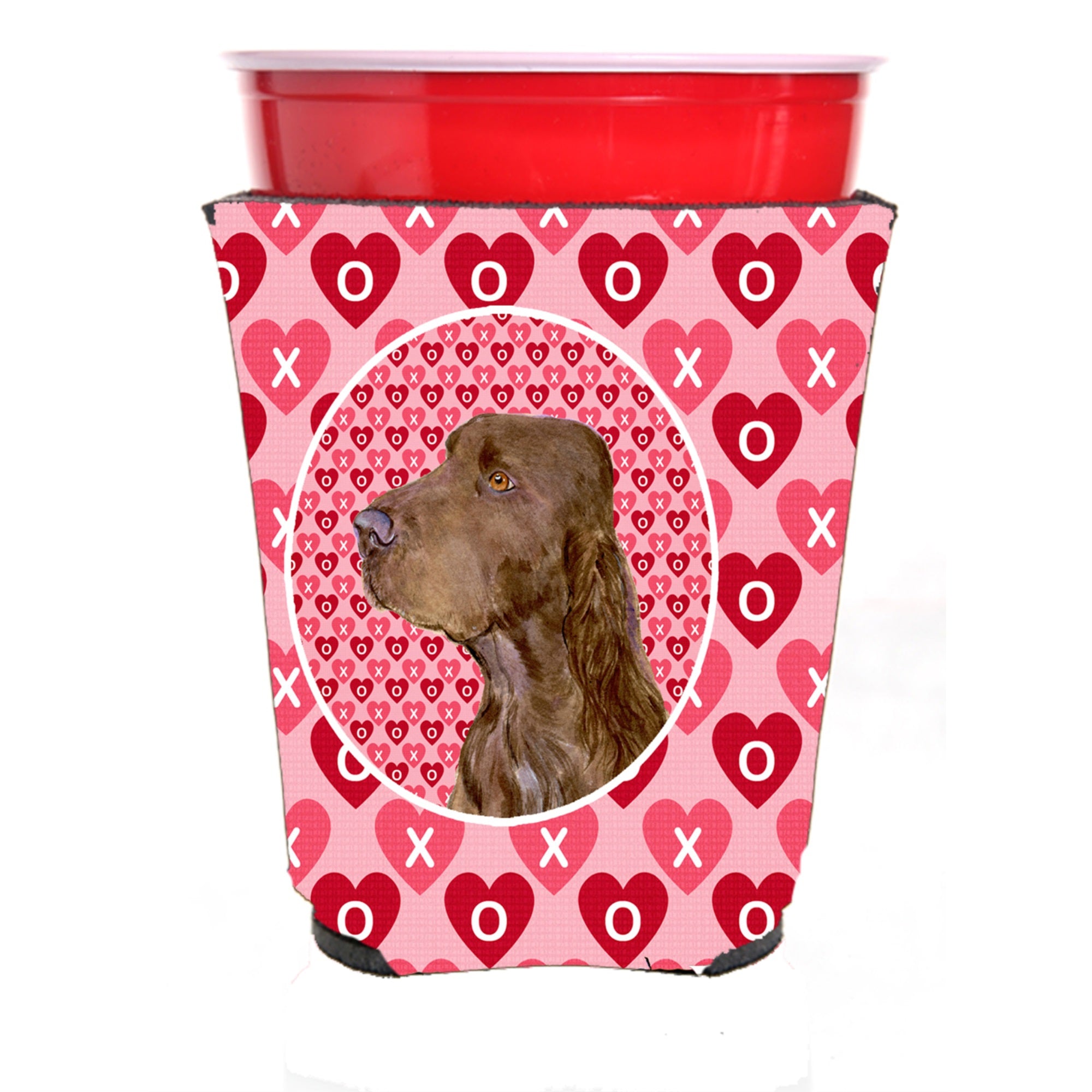 Field Spaniel Hearts Love And Valentine'S Day Portrait Red Solo Cup Hugger