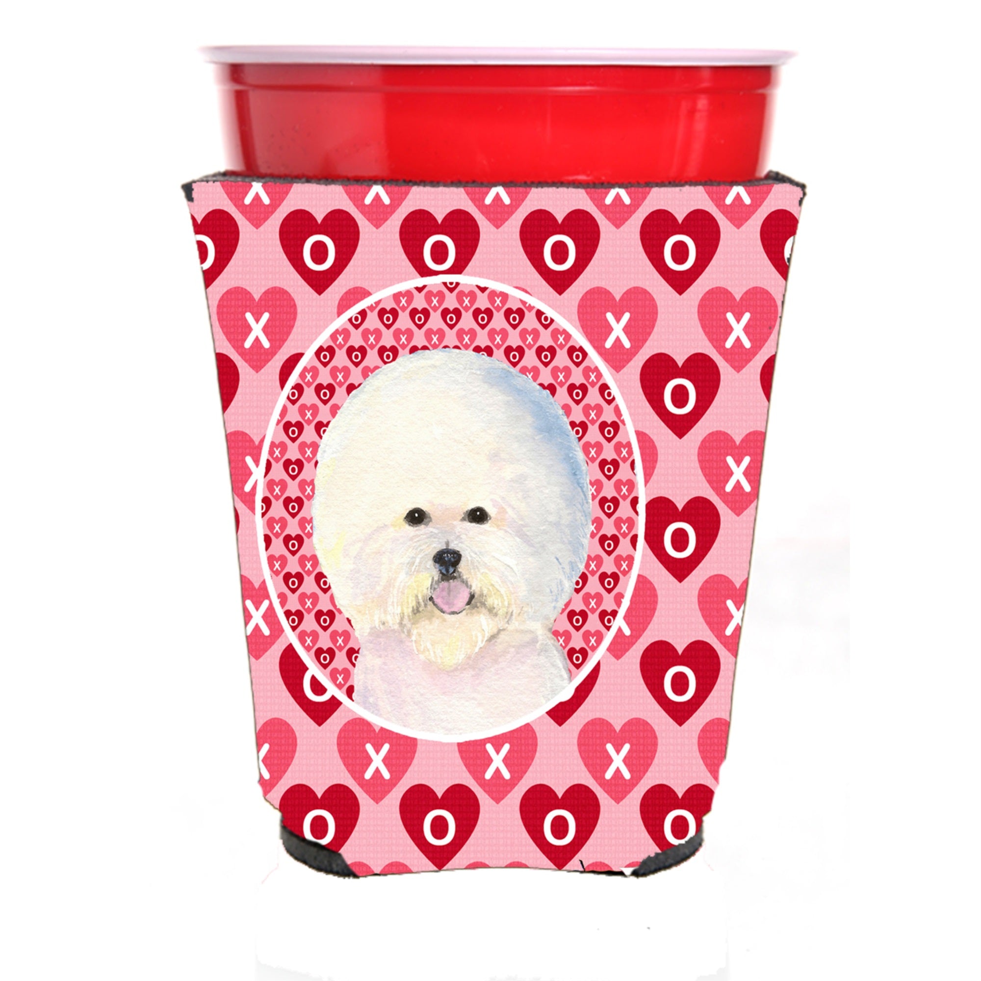 Bichon Frise Hearts Love And Valentine'S Day Portrait Red Solo Cup Hugger