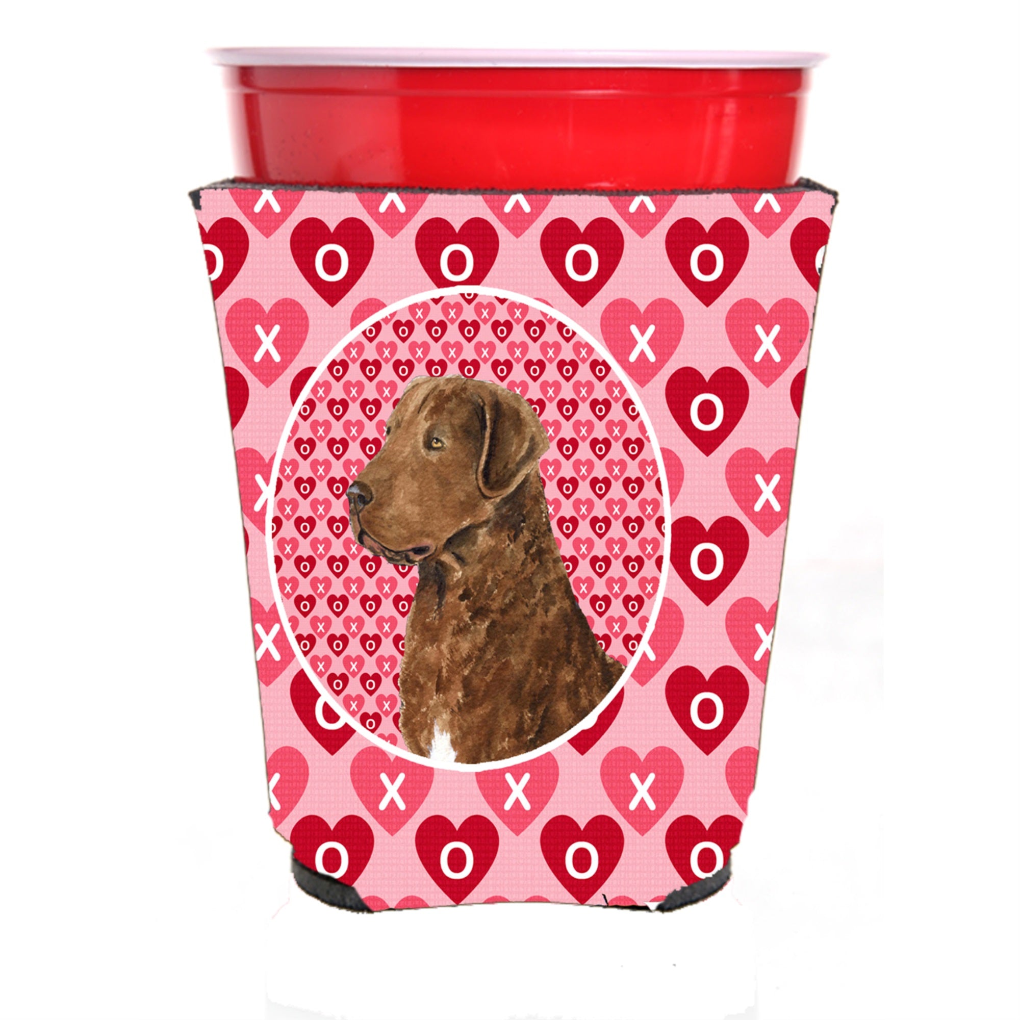 Chesapeake Bay Retriever Hearts Love And Valentine'S Day Red Solo Cup Hugger