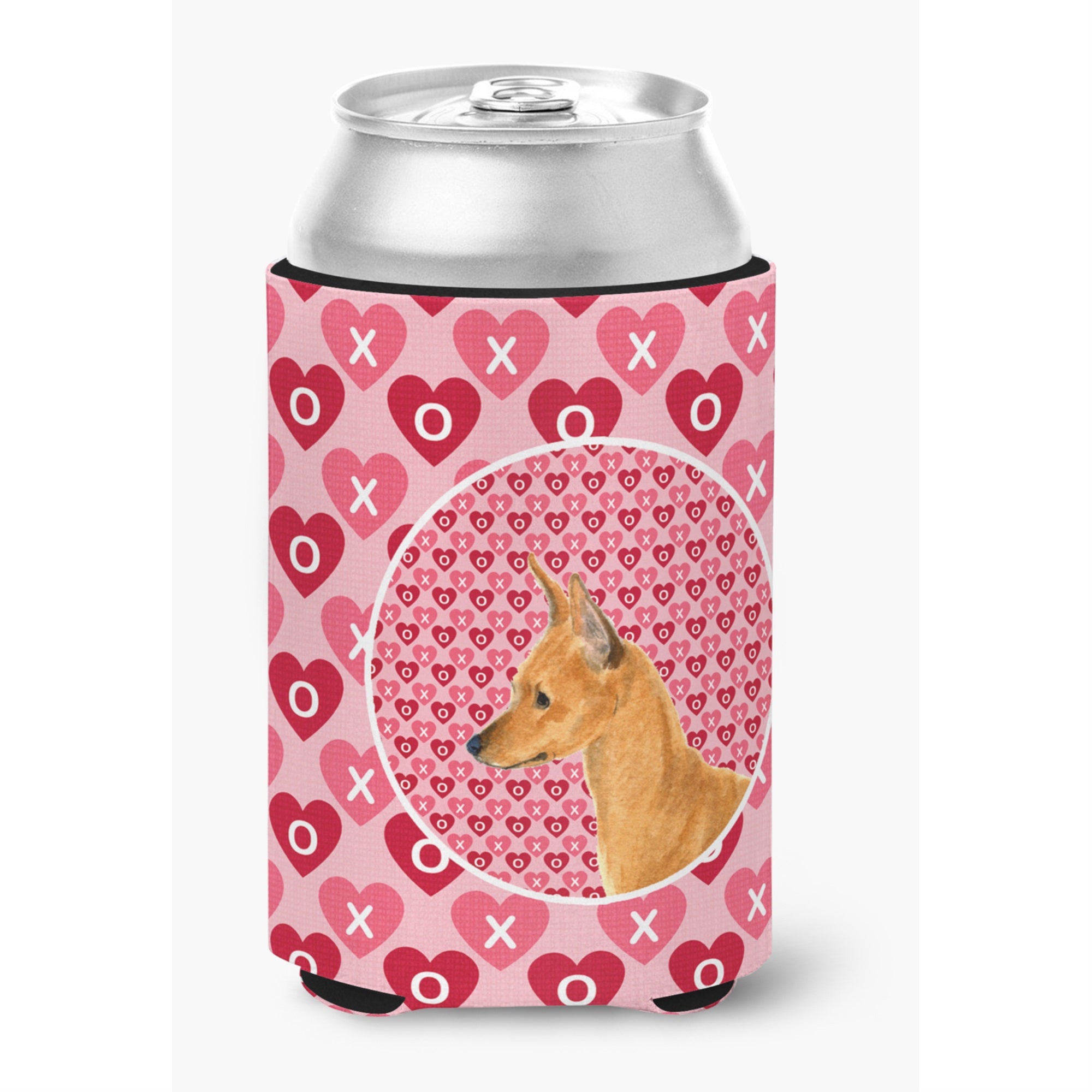 Min Pin Hearts Love And Valentine'S Day Portrait Can Or Bottle Hugger