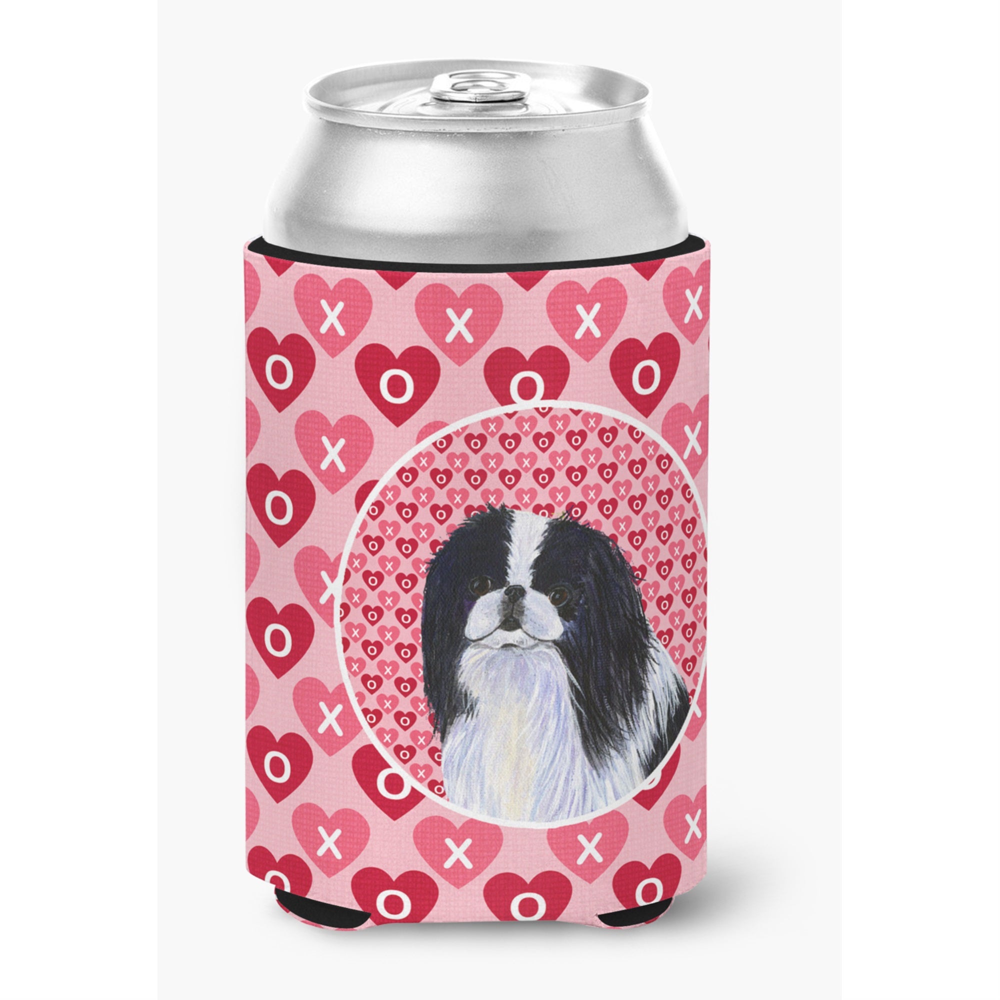 Japanese Chin Hearts Love And Valentine'S Day Portrait Can Or Bottle Hugger