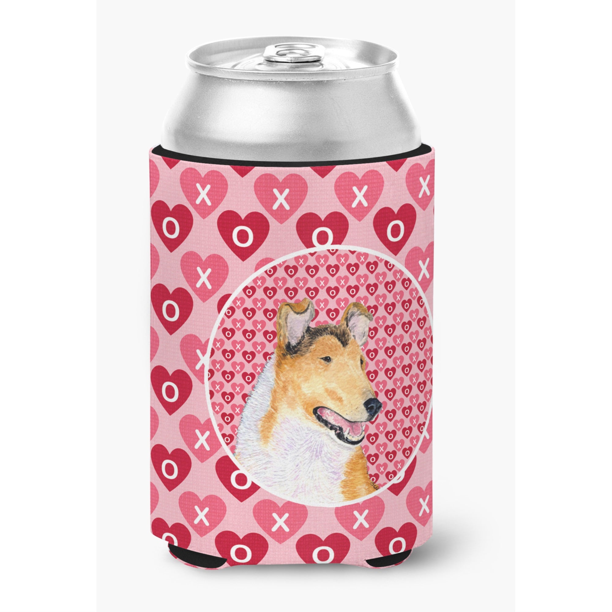 Collie Smooth Hearts Love And Valentine'S Day Portrait Can Or Bottle Hugger