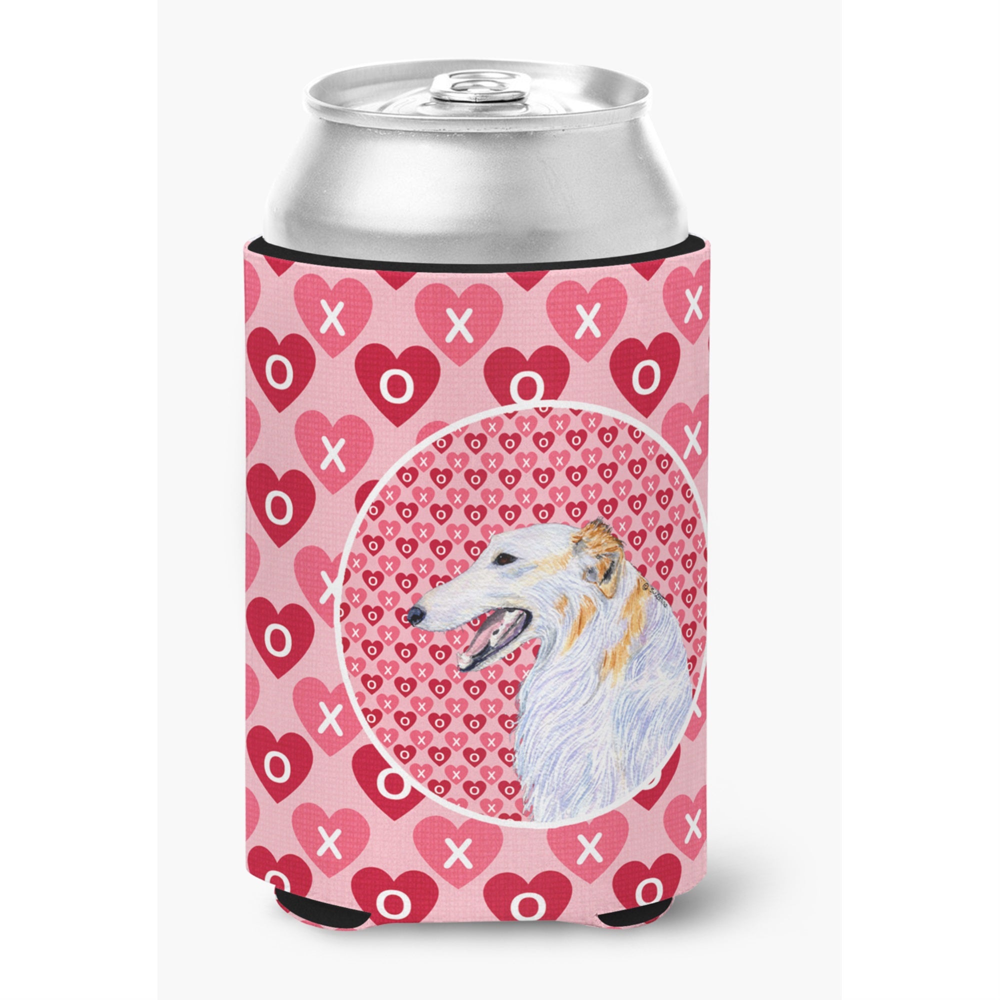 Borzoi Hearts Love And Valentine'S Day Portrait Can Or Bottle Hugger