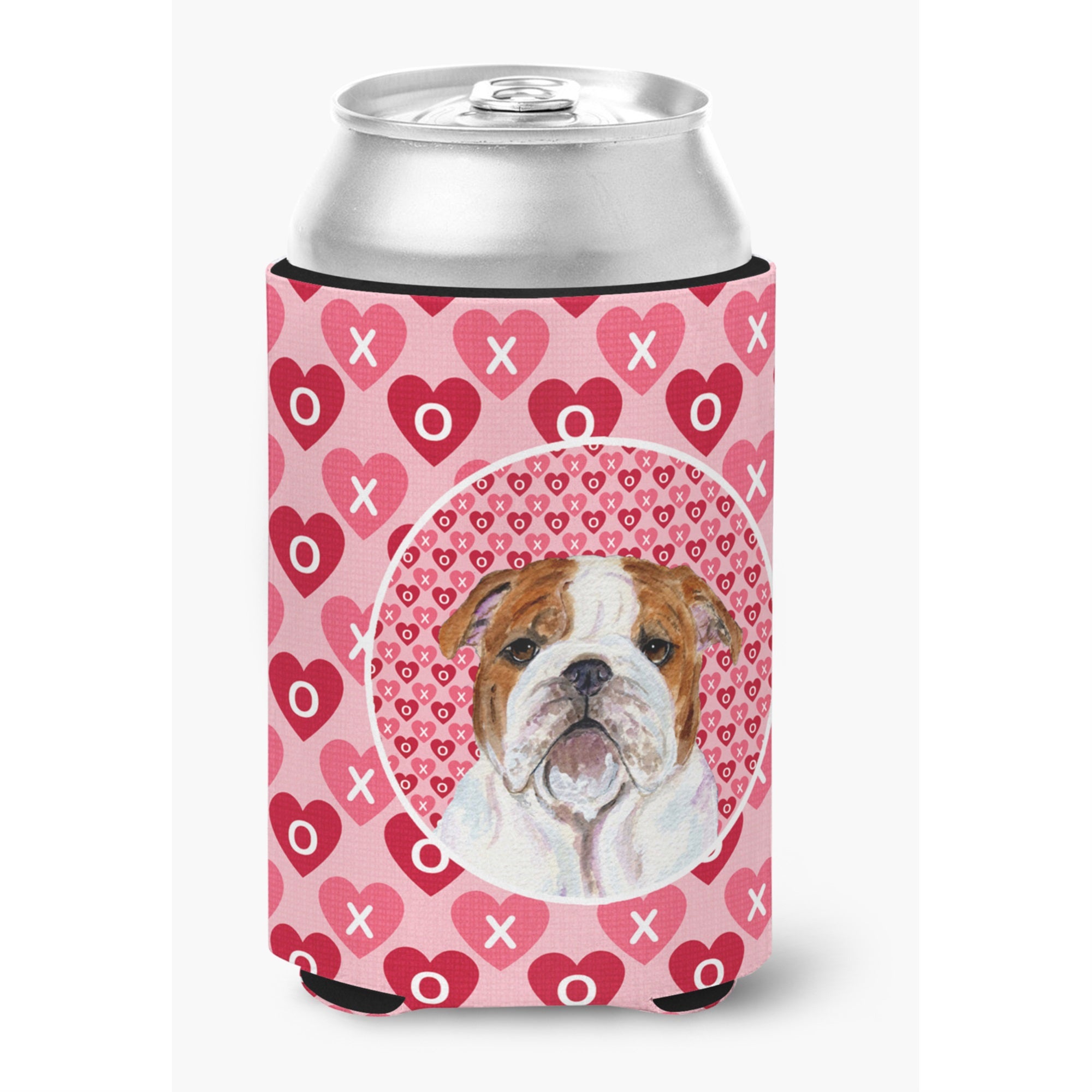 Bulldog English Hearts Love Valentine'S Day Can Or Bottle Hugger