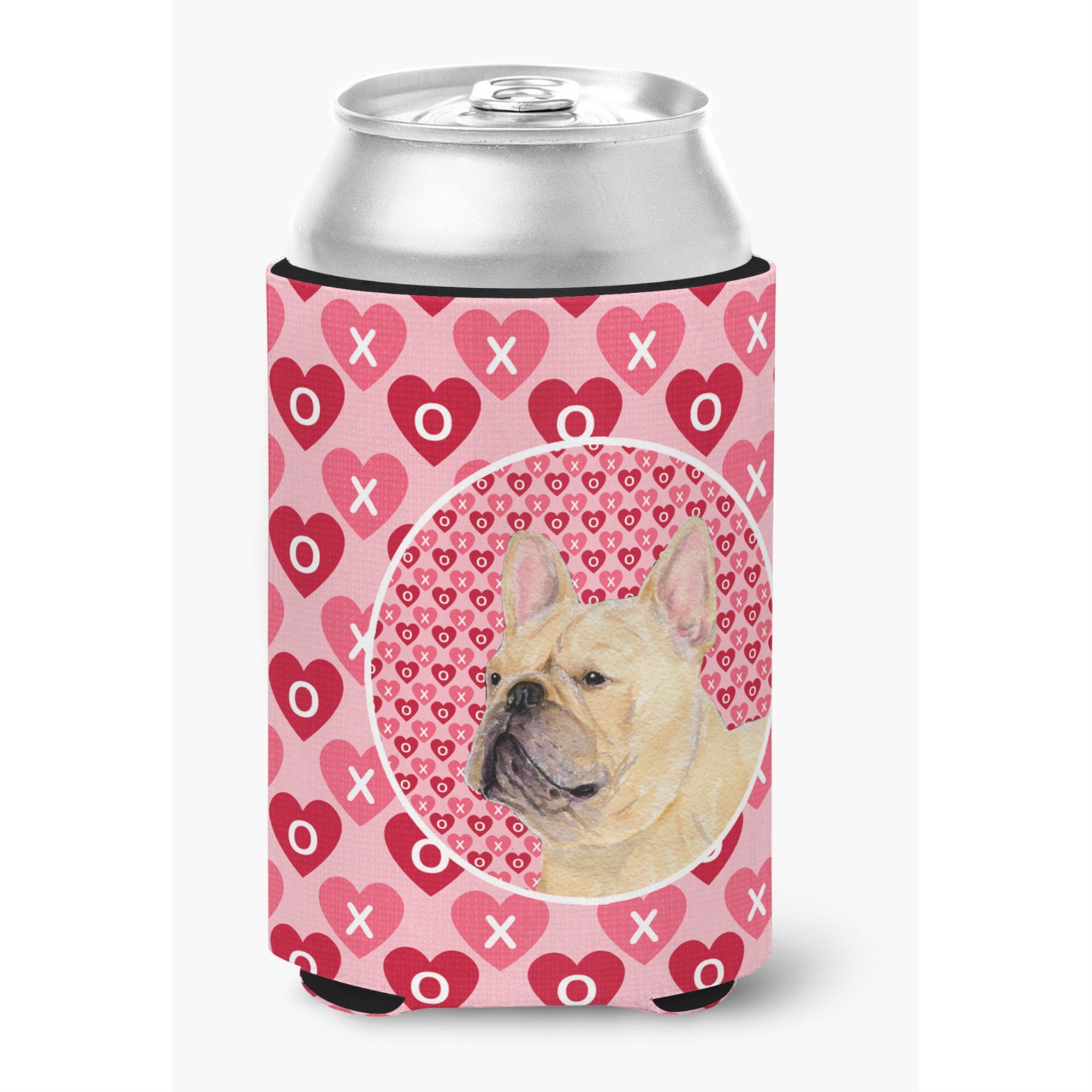French Bulldog Hearts Love And Valentine'S Day Portrait Can Or Bottle Hugger