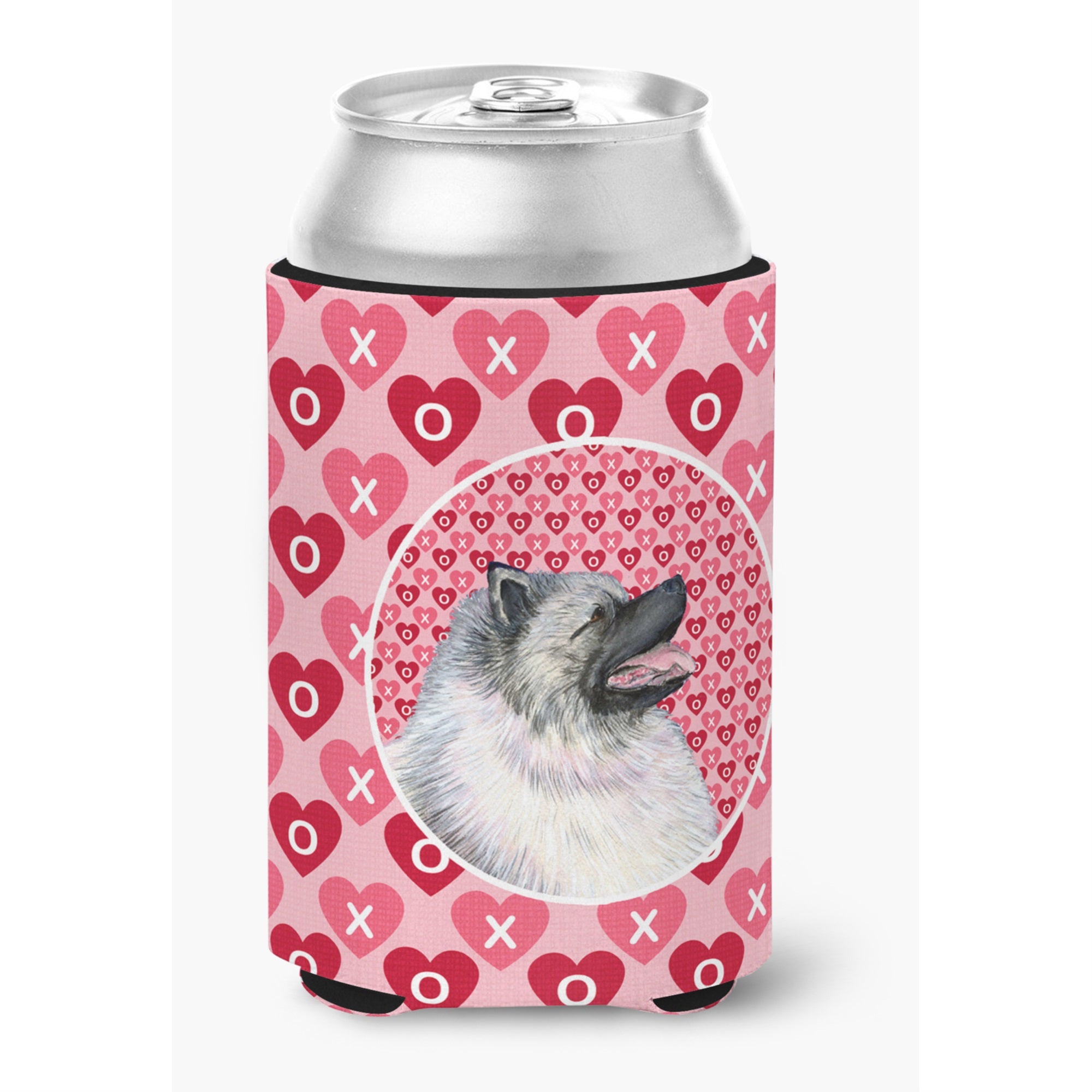 Keeshond Hearts Love And Valentine'S Day Portrait Can Or Bottle Hugger