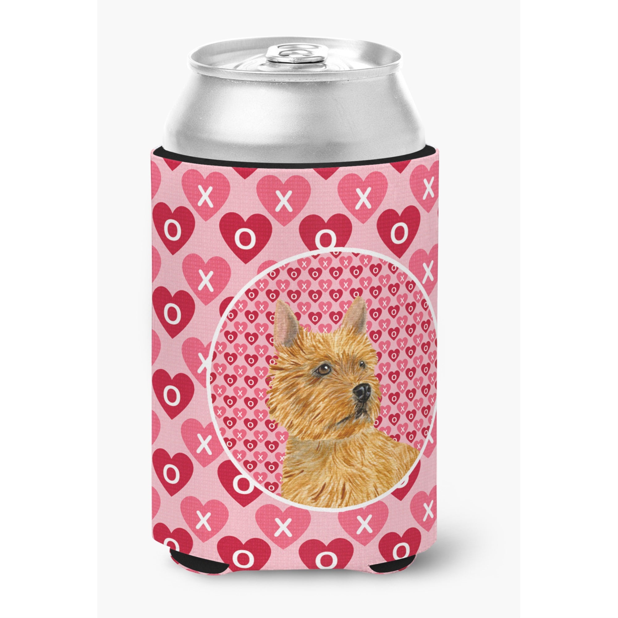 Norwich Terrier Hearts Love And Valentine'S Day Portrait Can Or Bottle Hugger