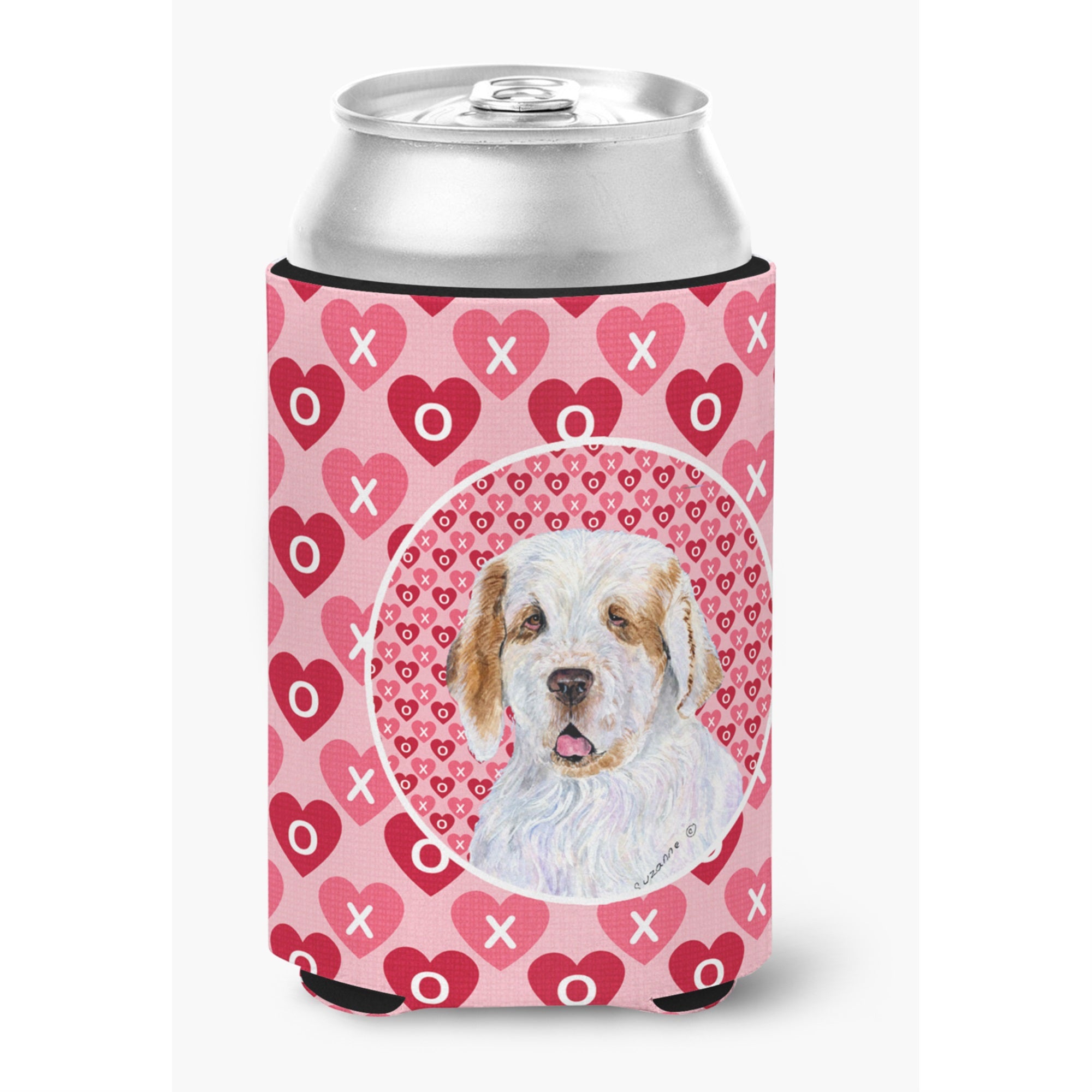 Clumber Spaniel Hearts Love And Valentine'S Day Portrait Can Or Bottle Hugger
