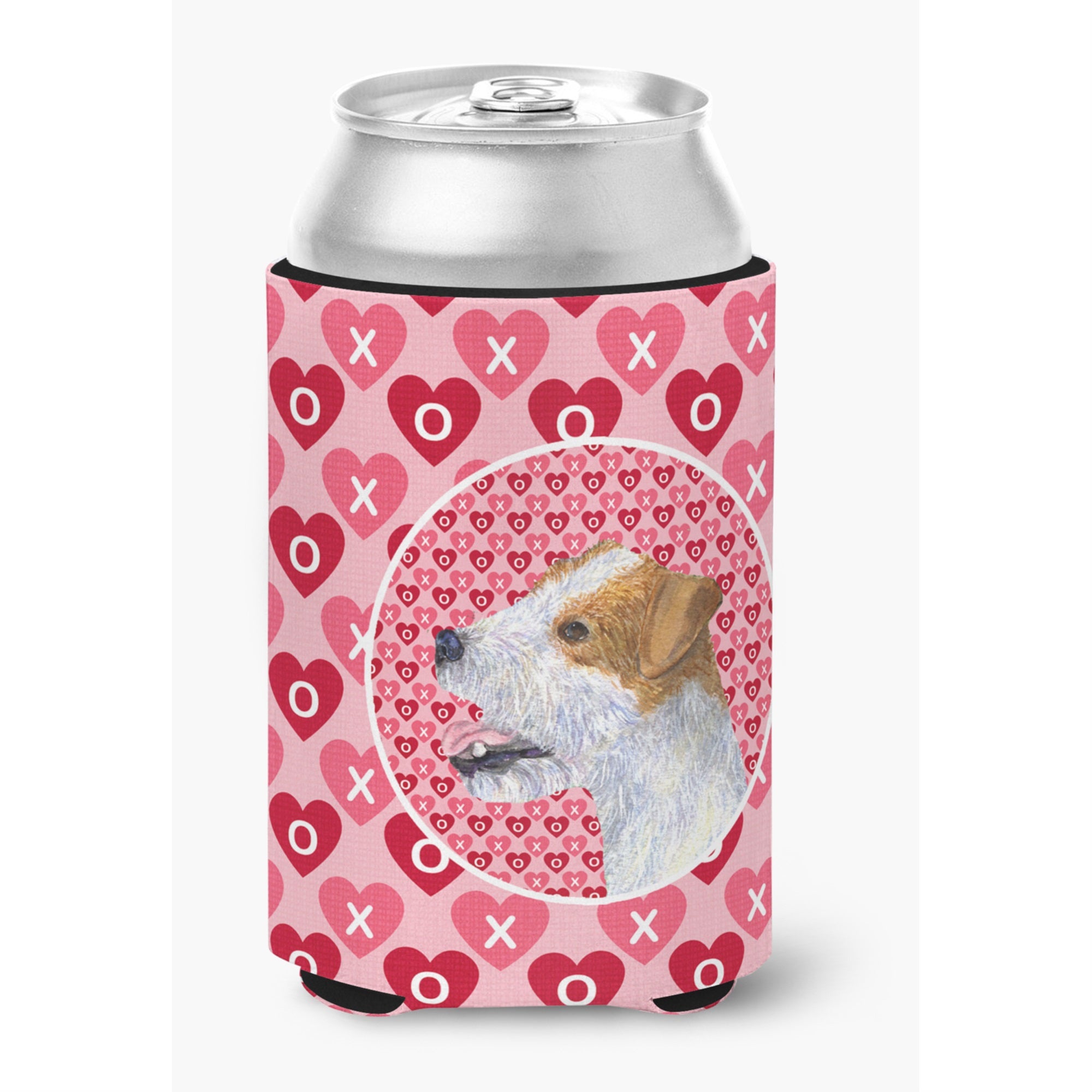 Jack Russell Terrier Hearts Love And Valentine'S Day Portrait Can Or Bottle Hugger