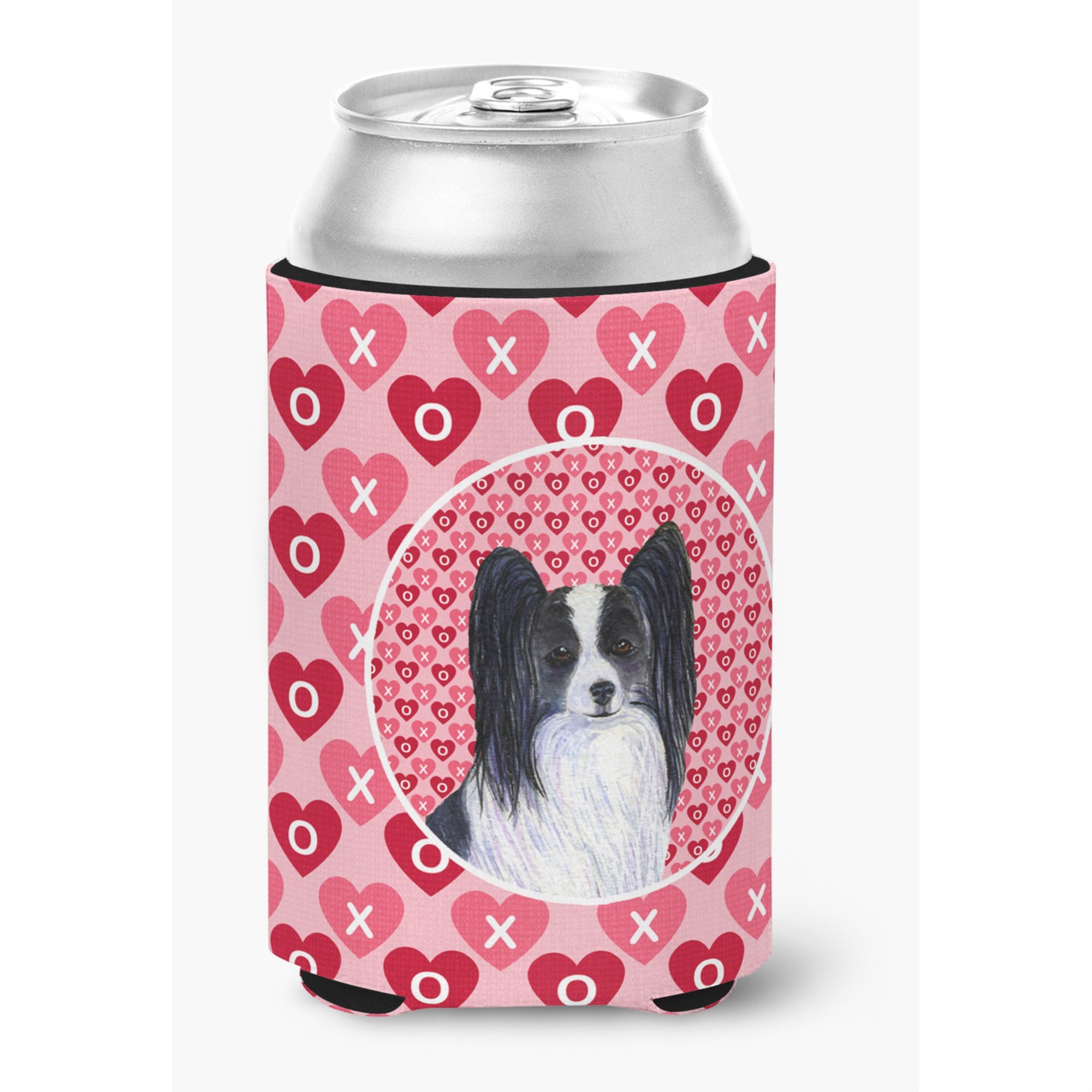 Papillon Hearts Love And Valentine'S Day Portrait Can Or Bottle Hugger