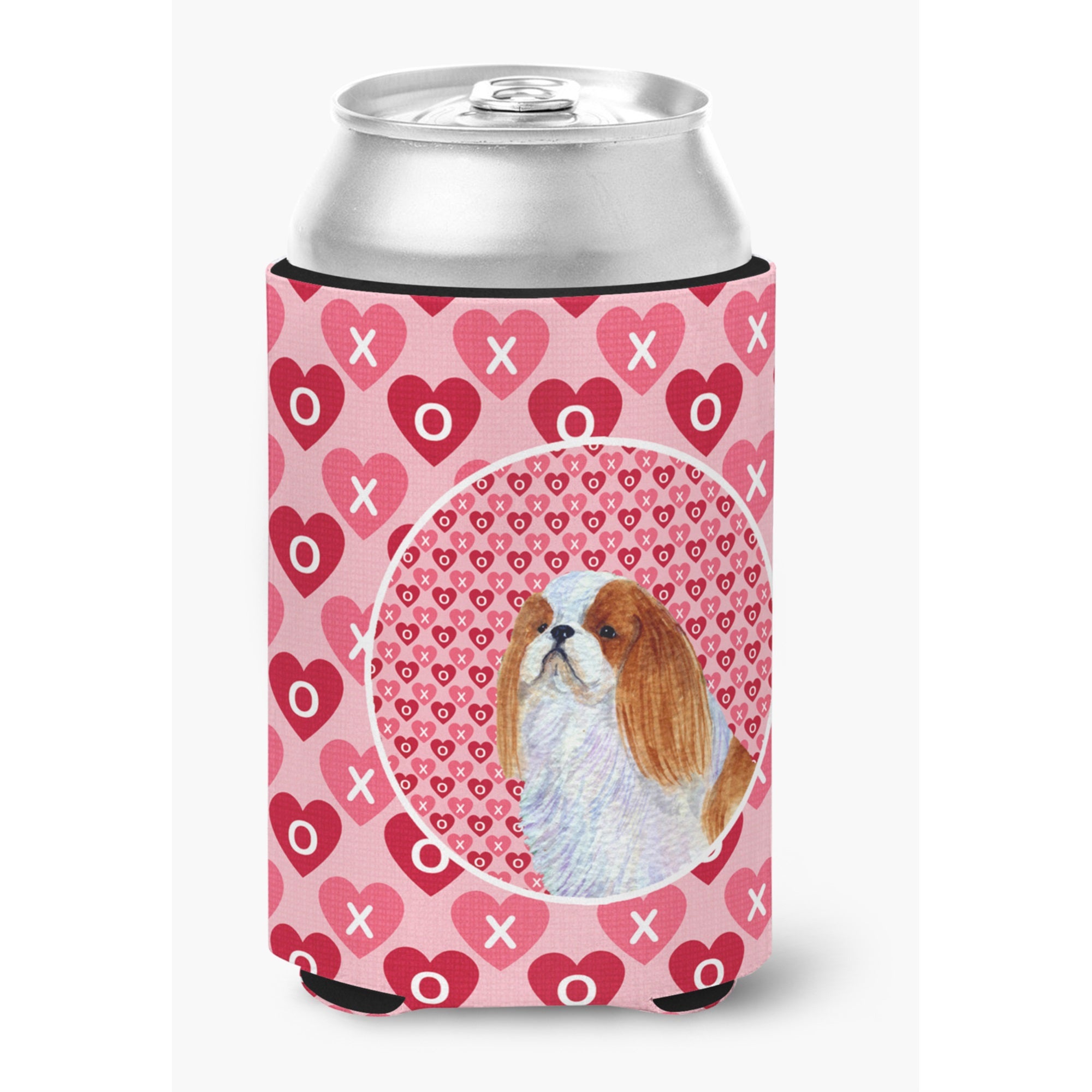 English Toy Spaniel Hearts Love And Valentine'S Day Portrait Can Or Bottle Hugger