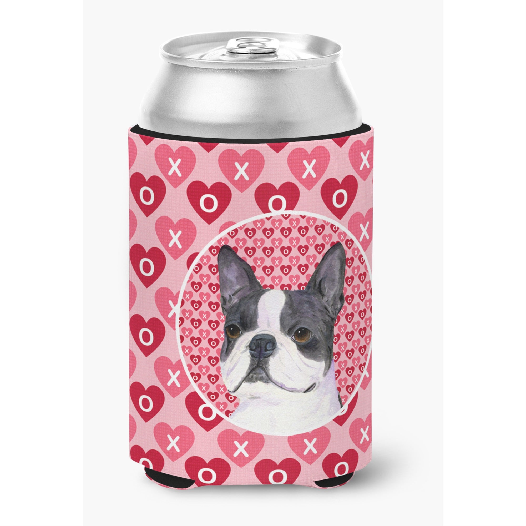 Boston Terrier Hearts Love Valentine'S Day Can Or Bottle Hugger
