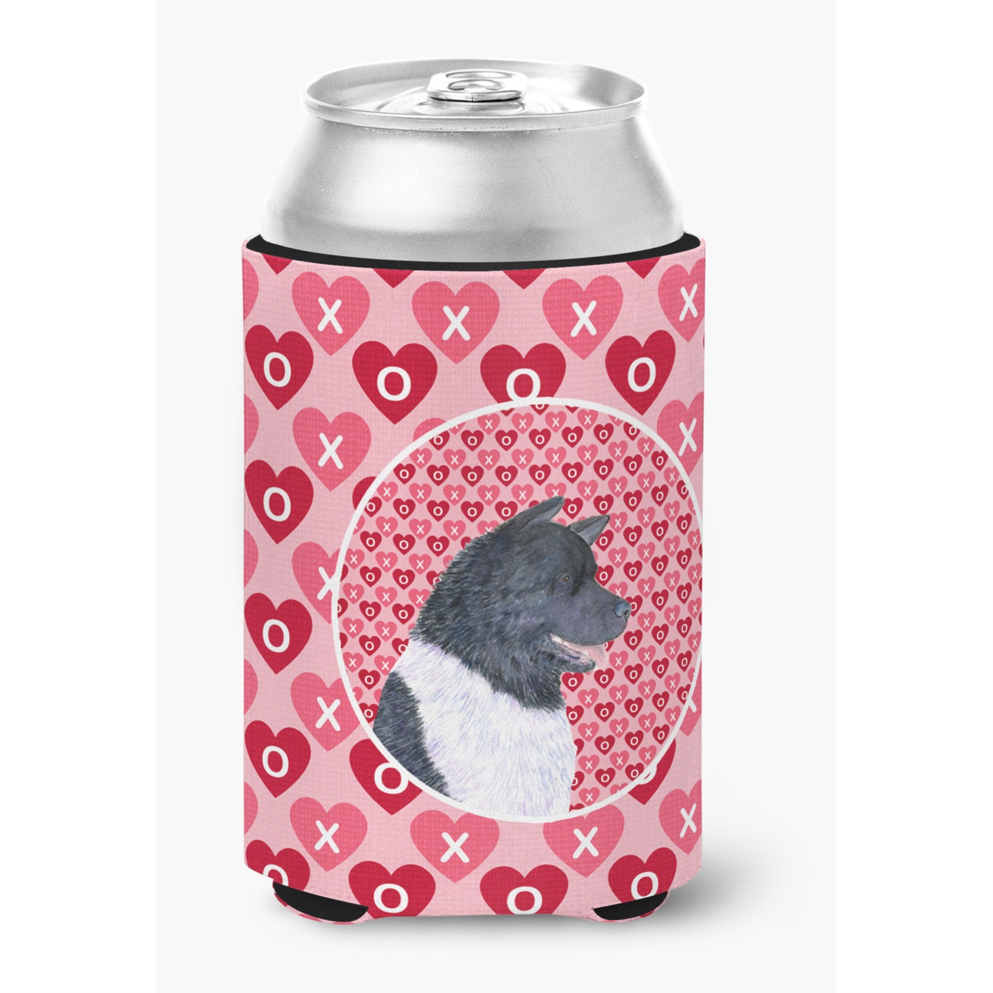Akita Hearts Love And Valentine'S Day Portrait Can Or Bottle Hugger