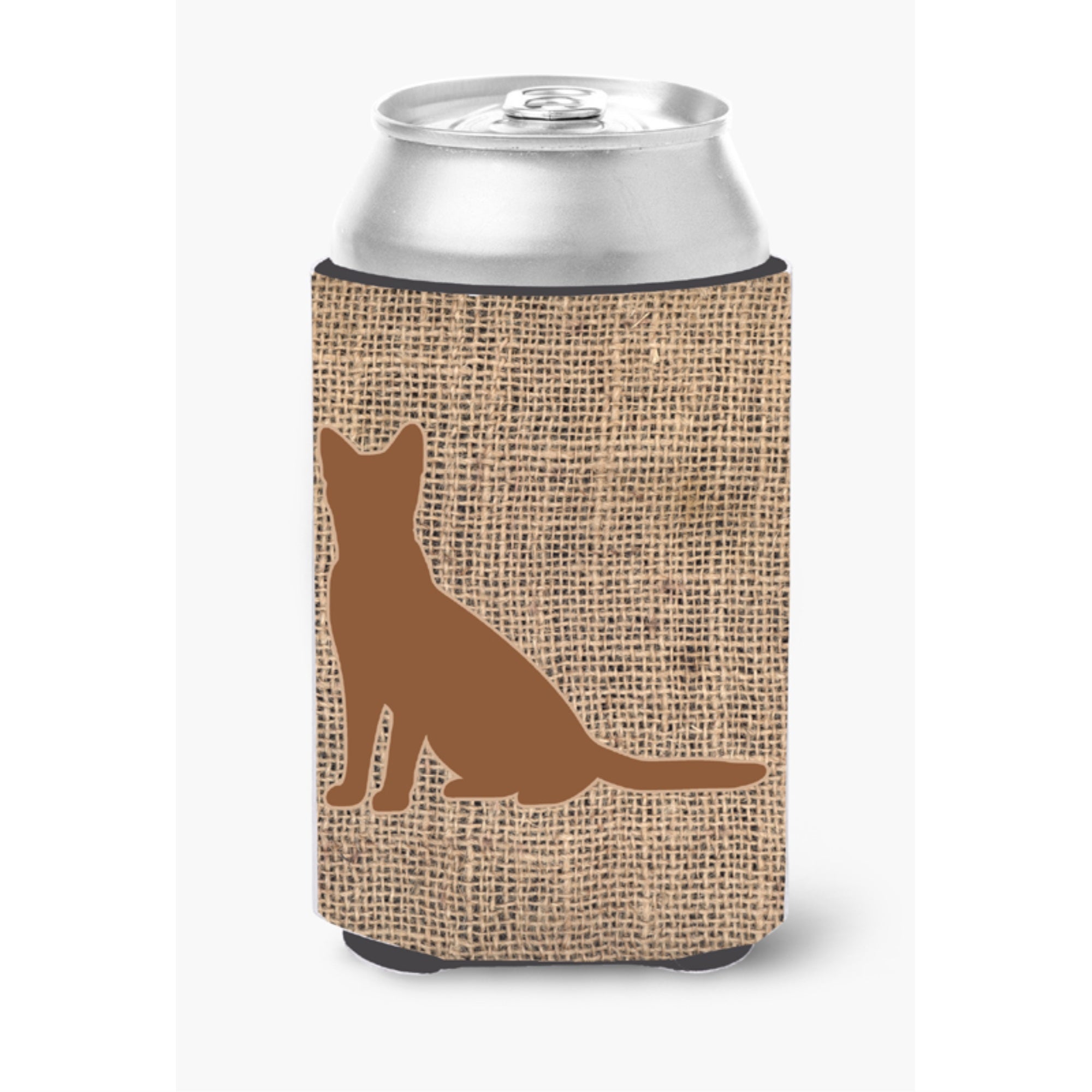 Cat Burlap And Brown Bb1071 Can Or Bottle Hugger