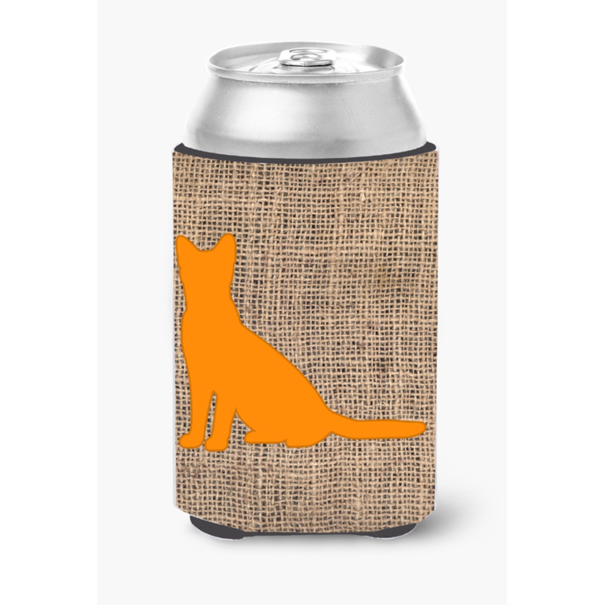 Cat Burlap And Orange Bb1071 Can Or Bottle Hugger