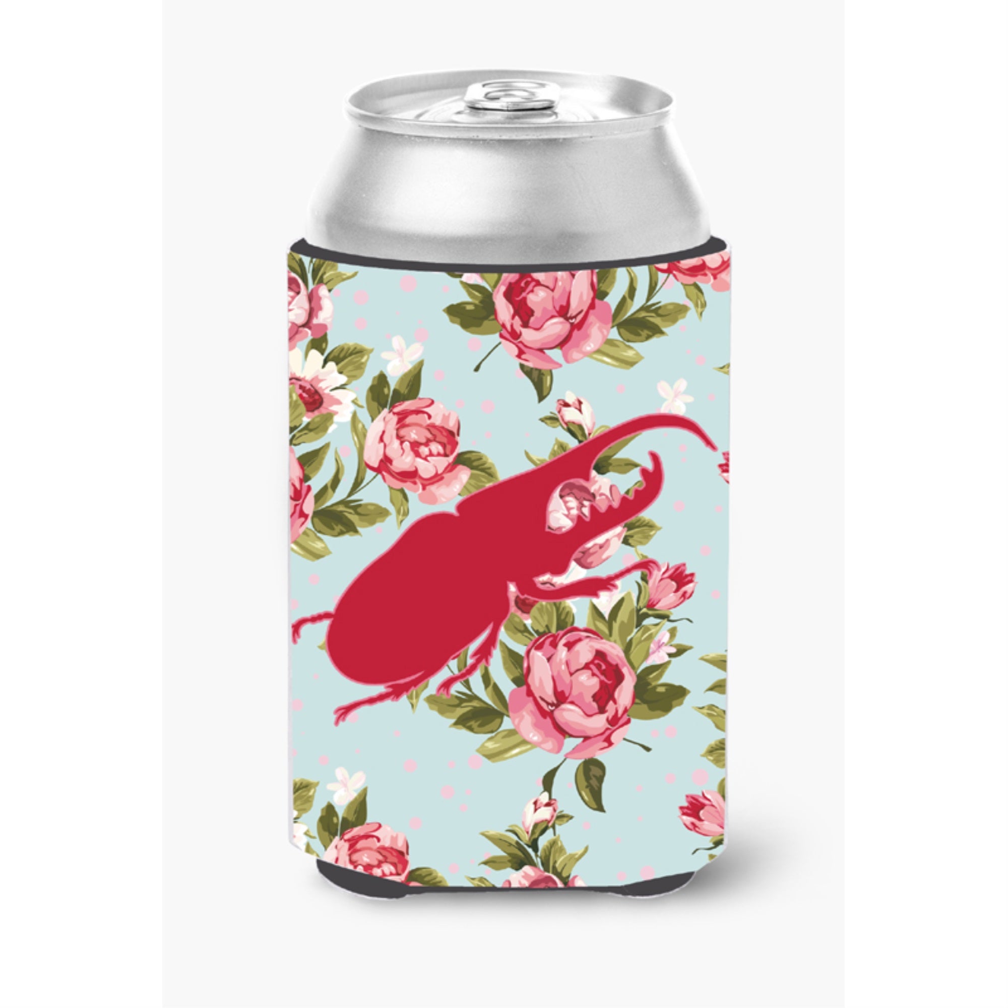 Beetle Shabby Chic Blue Roses Bb1056 Can Or Bottle Hugger